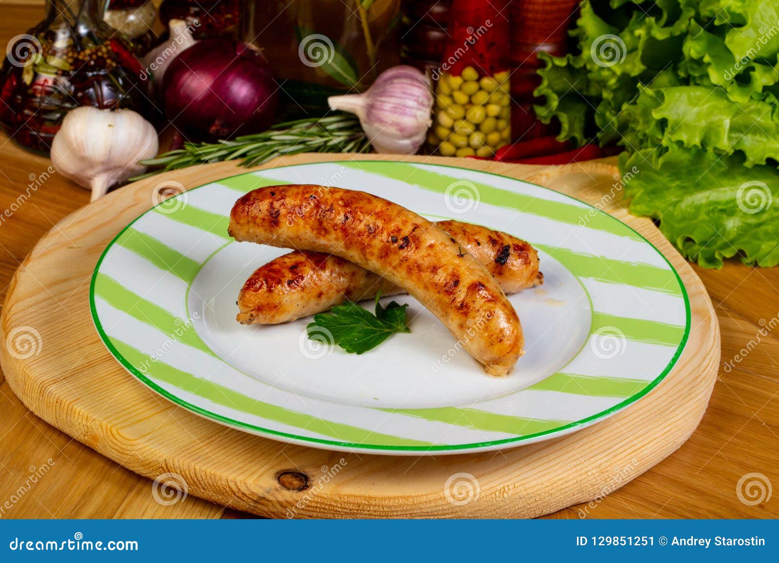 Roasted Sausages in the Plate Stock