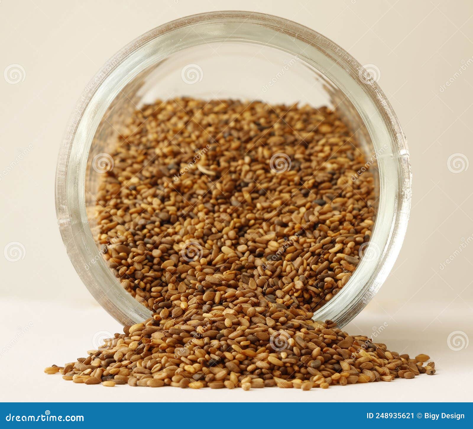 Roasted Sesame Seeds Pouring from a Jar. Stock Image Image of garnish