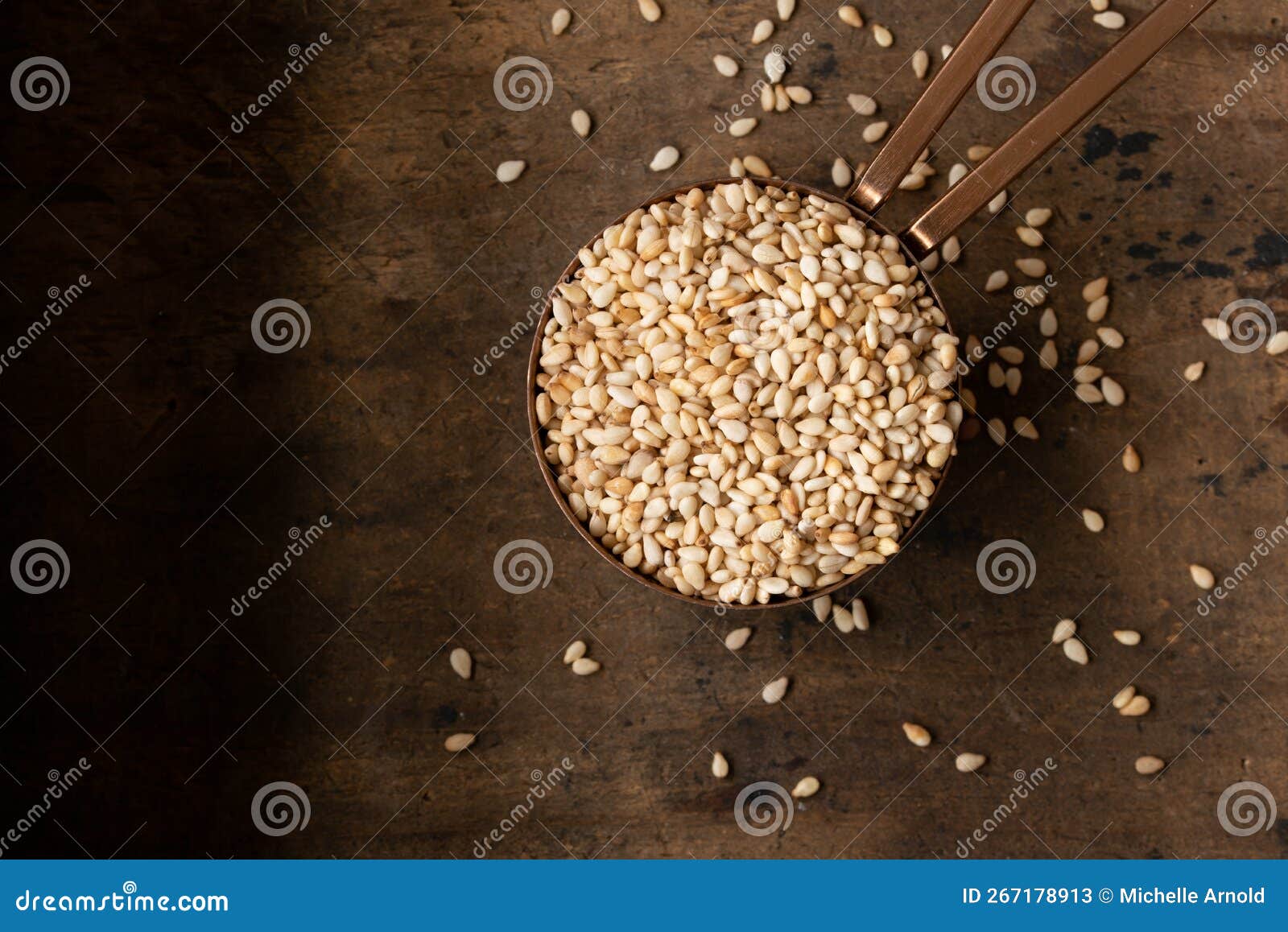 Roasted Sesame Seeds Spilled from a Teaspoon Stock Image Image of rustic, background 267178913