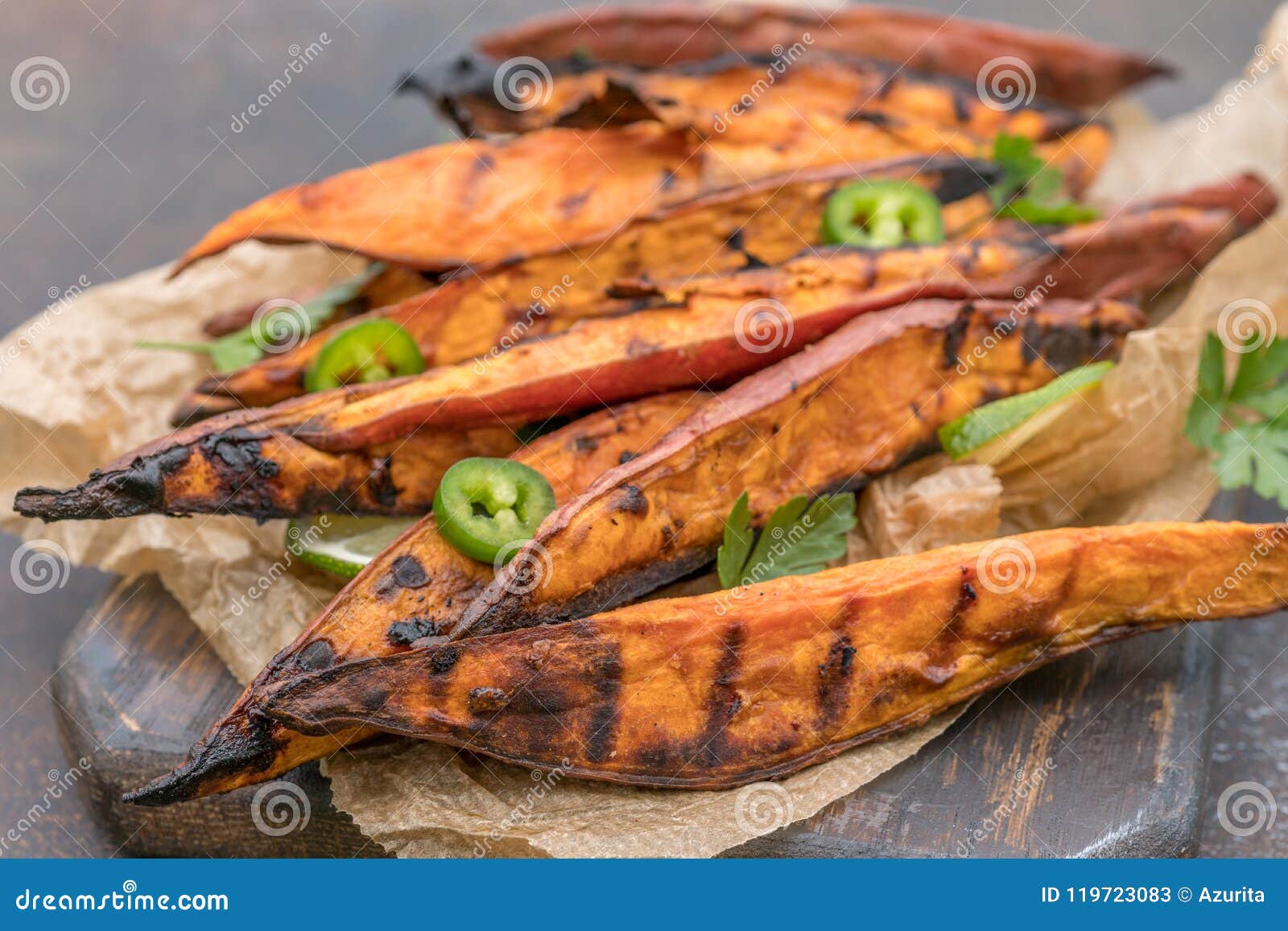 Roasted Sweet Potatoes on the Grill Stock Image Image of orange, food