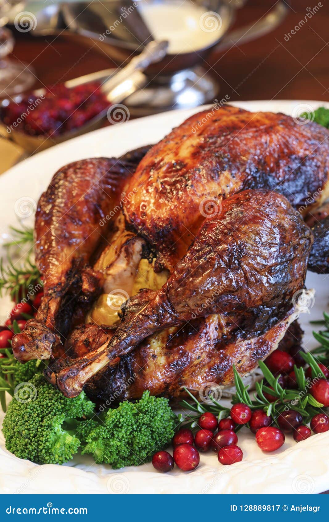 Roasted Thanksgiving Day Turkey on the Holiday Table Stock Image ...