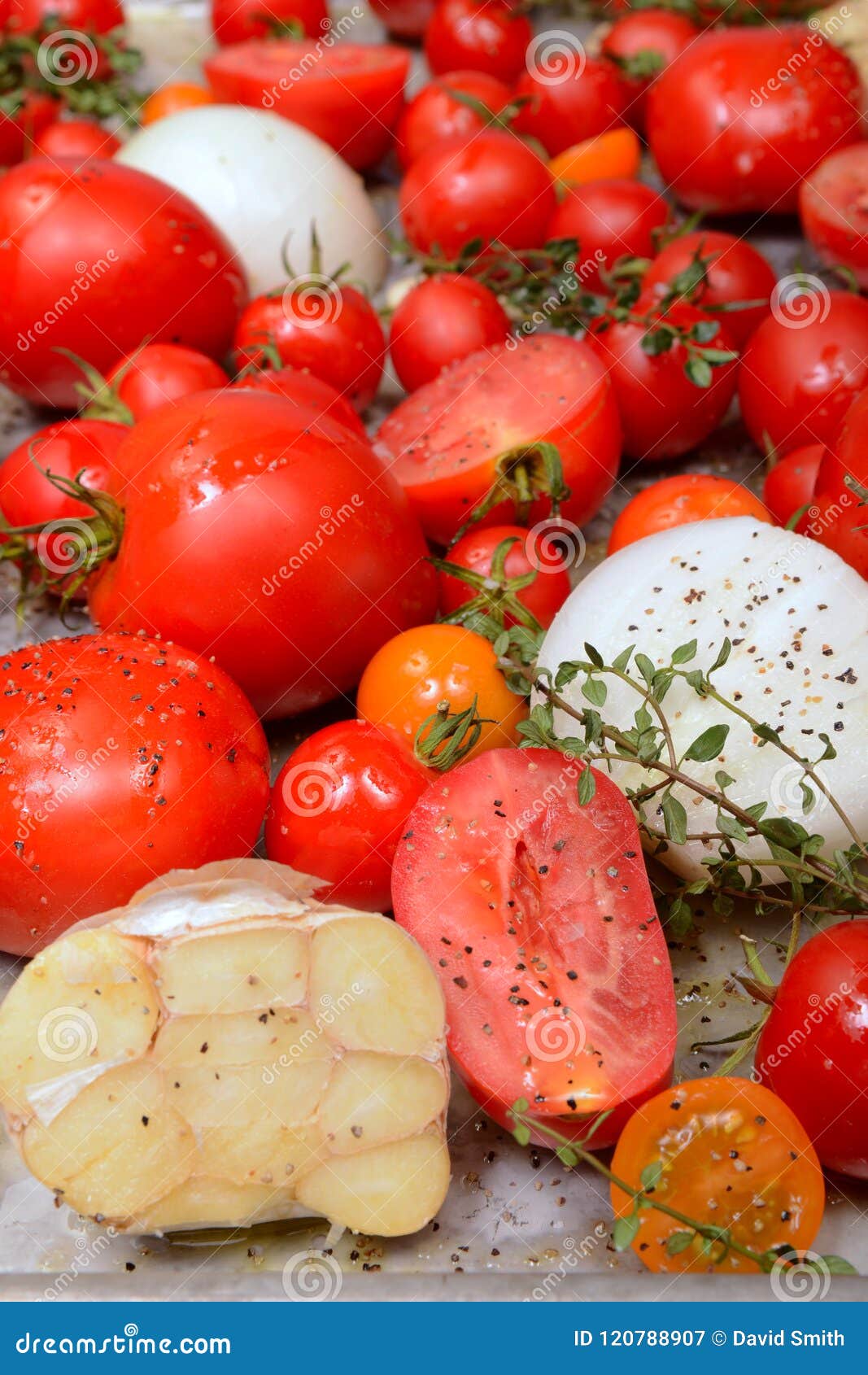 Roasted Tomatoes, Garlic and Herbs Stock Image Image of herbs, roast