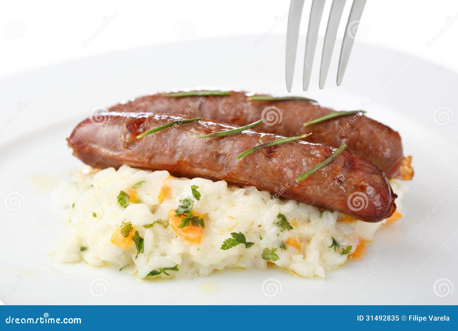Roasted Turkey Sausages on a Plate Isolated Stock Image Image of meat