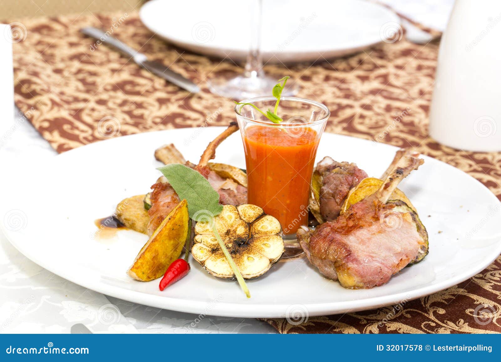 Roasted veal rib stock photo. Image of glass, dinner 32017578