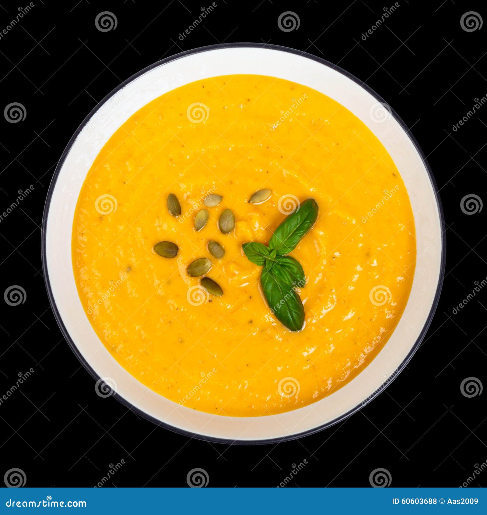 Roasted Vegetable Pumpkin Soup Stock Photo Image of focus, basil
