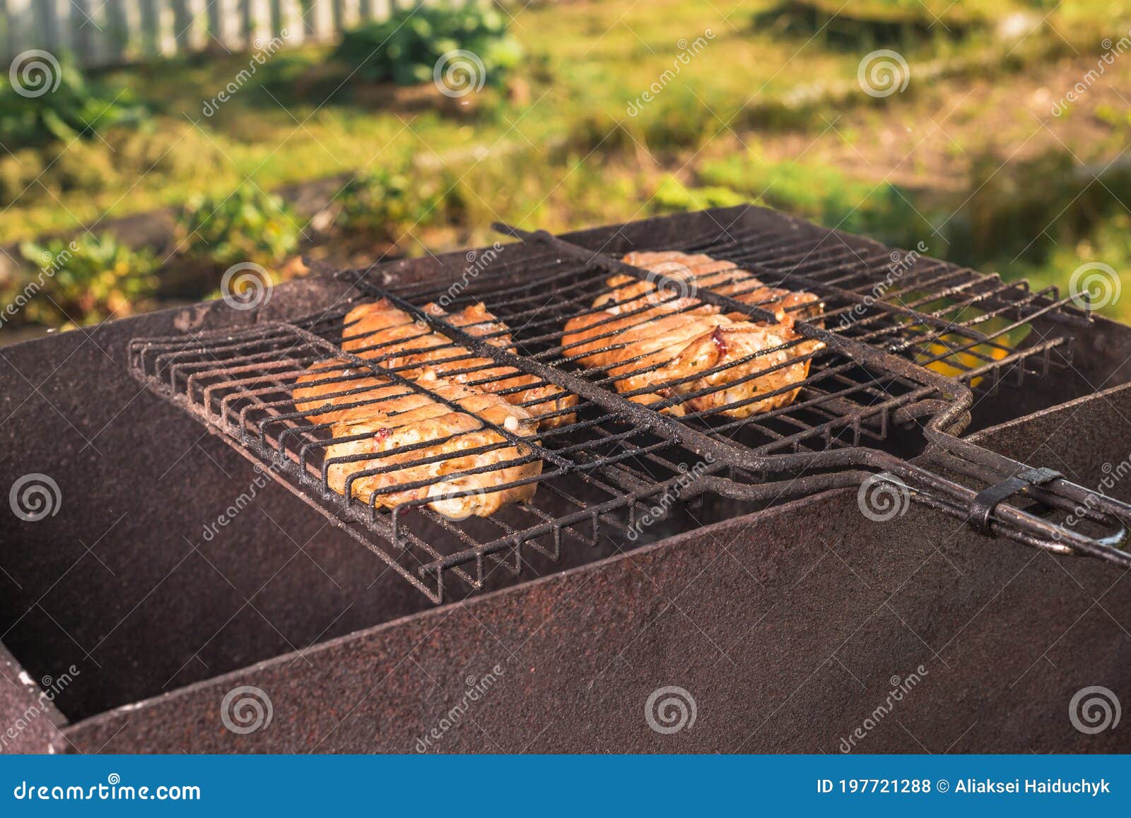 Roasting Chicken Meat on the Grill/barbecue Chicken on the Grill