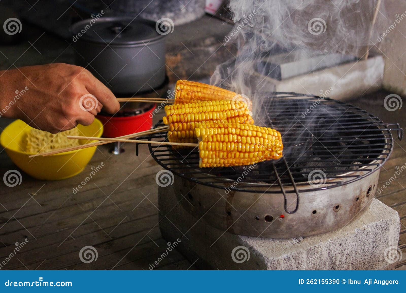 Roasting corn on the grill stock photo. Image of barbeque 262155390