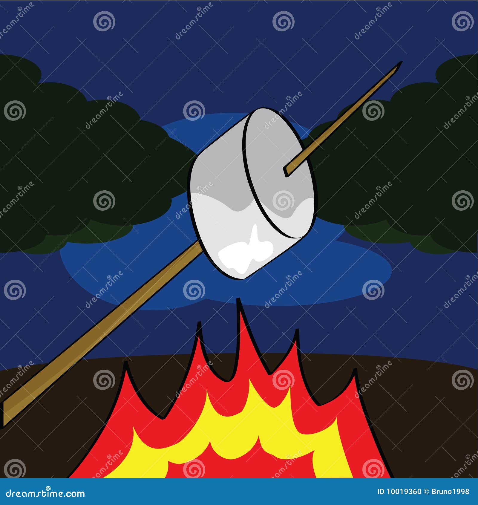 Roasting a marshmallow stock vector. Illustration of sugar 10019360