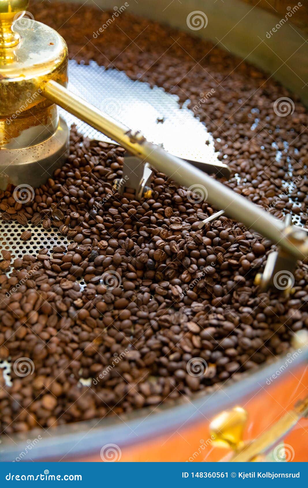 Roasting of Raw Organic Coffee Beans in Small Scale Production Stock