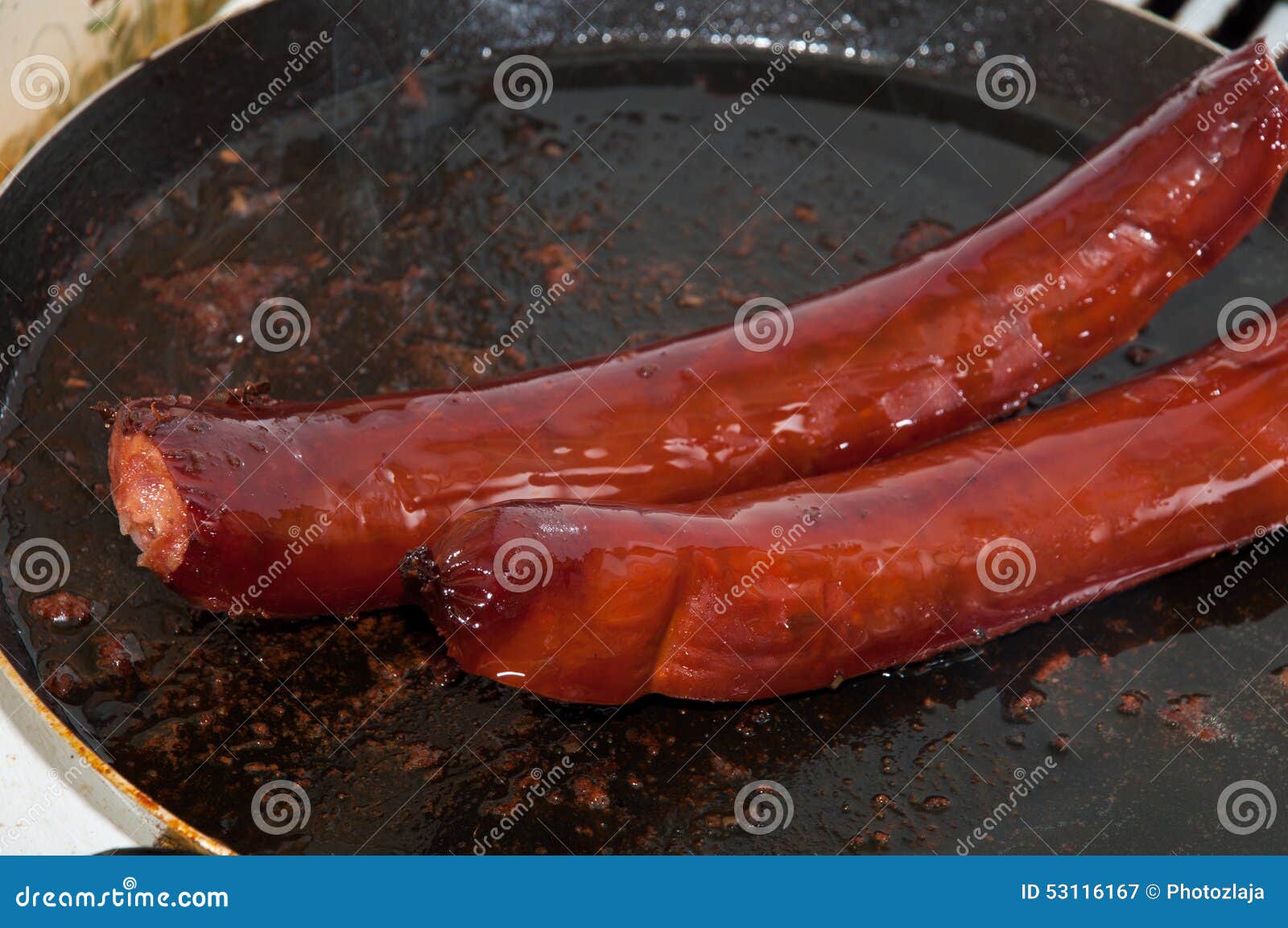 Roasting sausages on oil stock image. Image of fast, natural 53116167