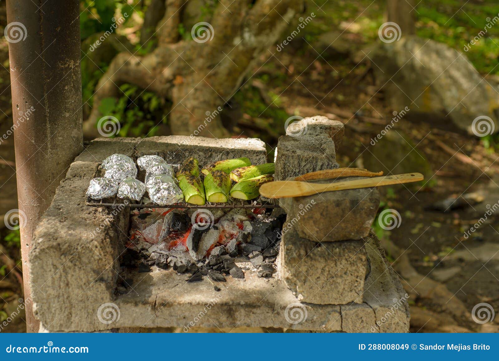 Roasting Vegetables and Onions Wrapped in Aluminum Foil. Stock Image