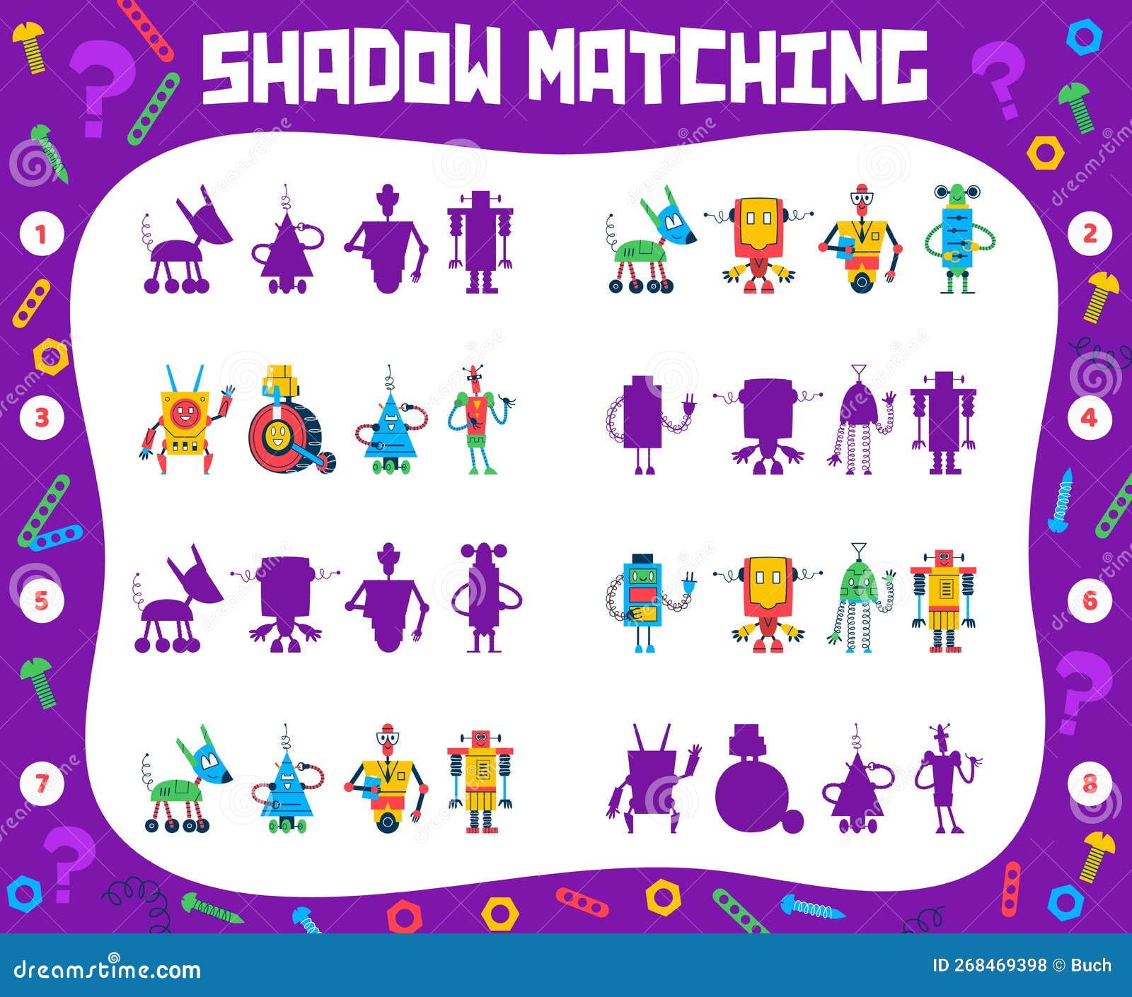 Desenho de jogo de sombra com robô de desenho animado para