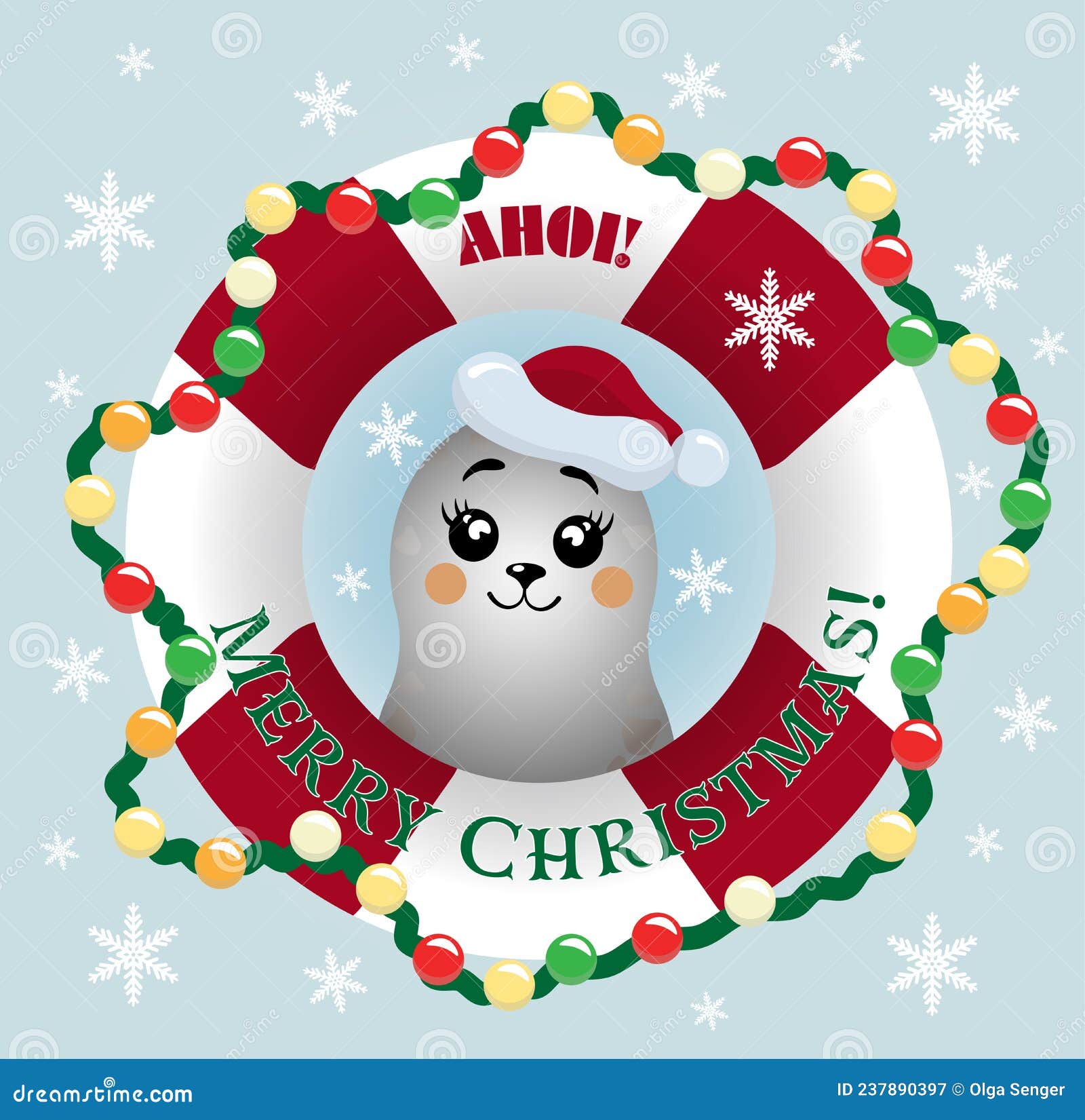 a cute santa seal merry christmas greetings