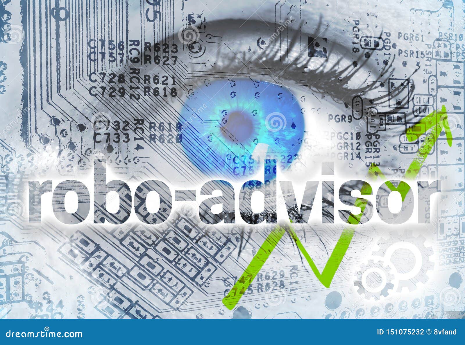 robo-advisor concept background with eye