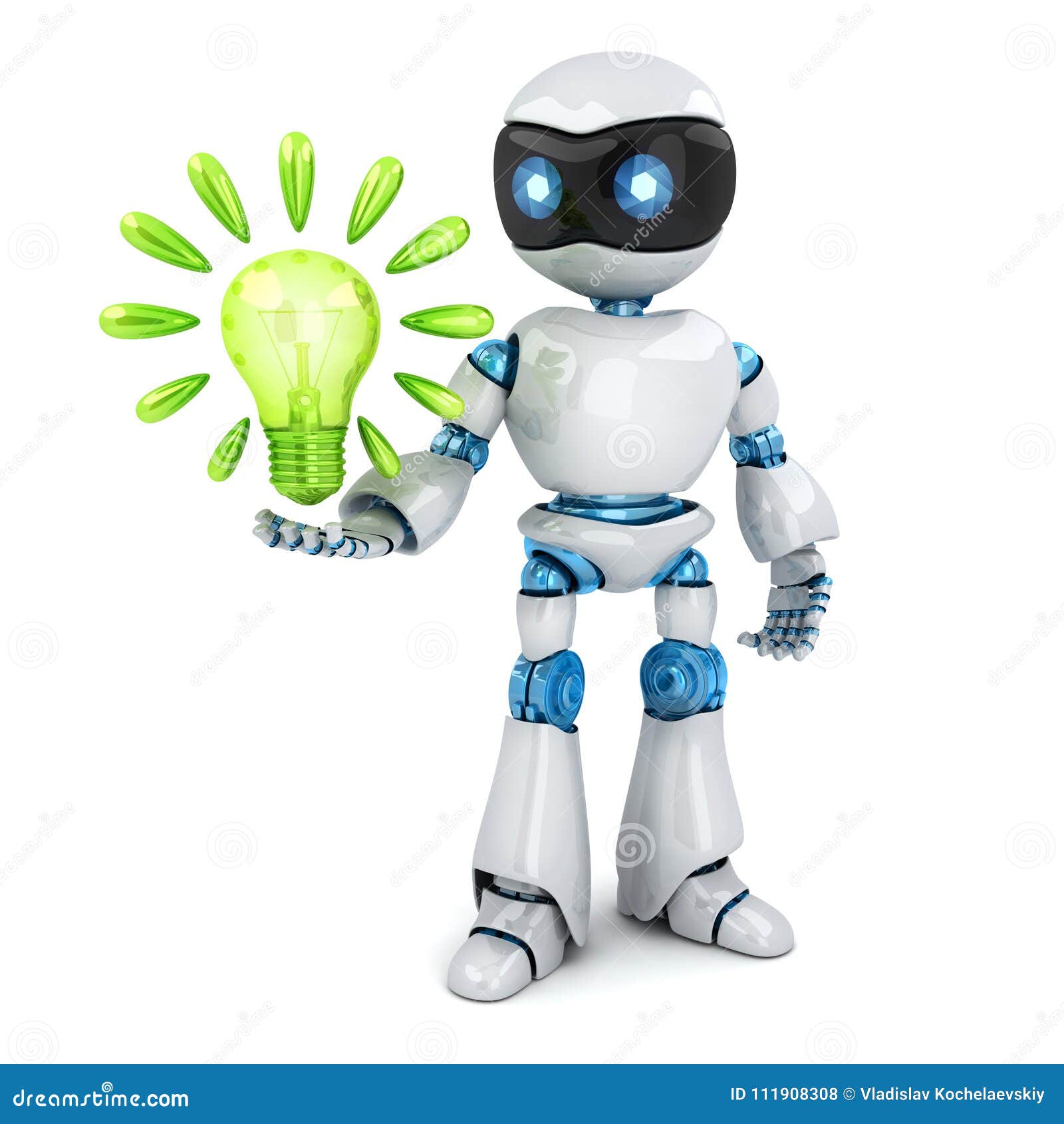 Robot and Abstract Lamp Idea Stock Illustration - Illustration of green: 111908308