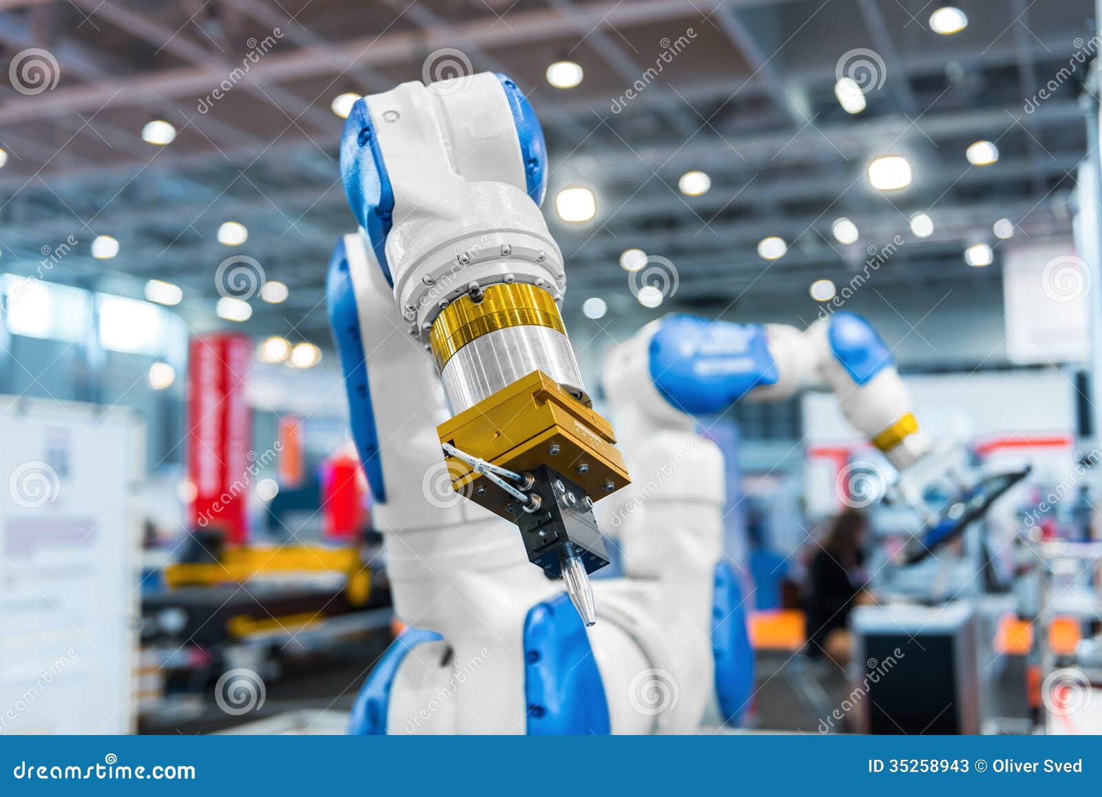 Robot arm in a factory stock image. Image of industry 35258943