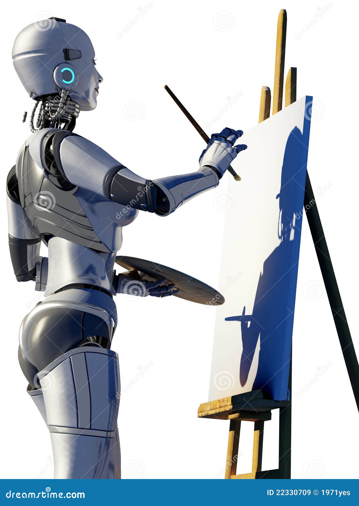 Robot artist. stock illustration. Illustration of future 22330709