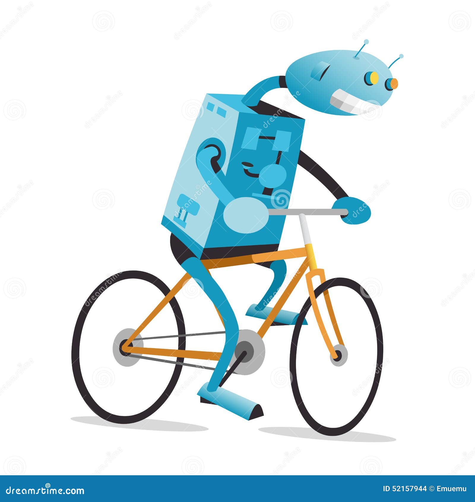 Robot on a bike stock illustration. Illustration of sport - 52157944