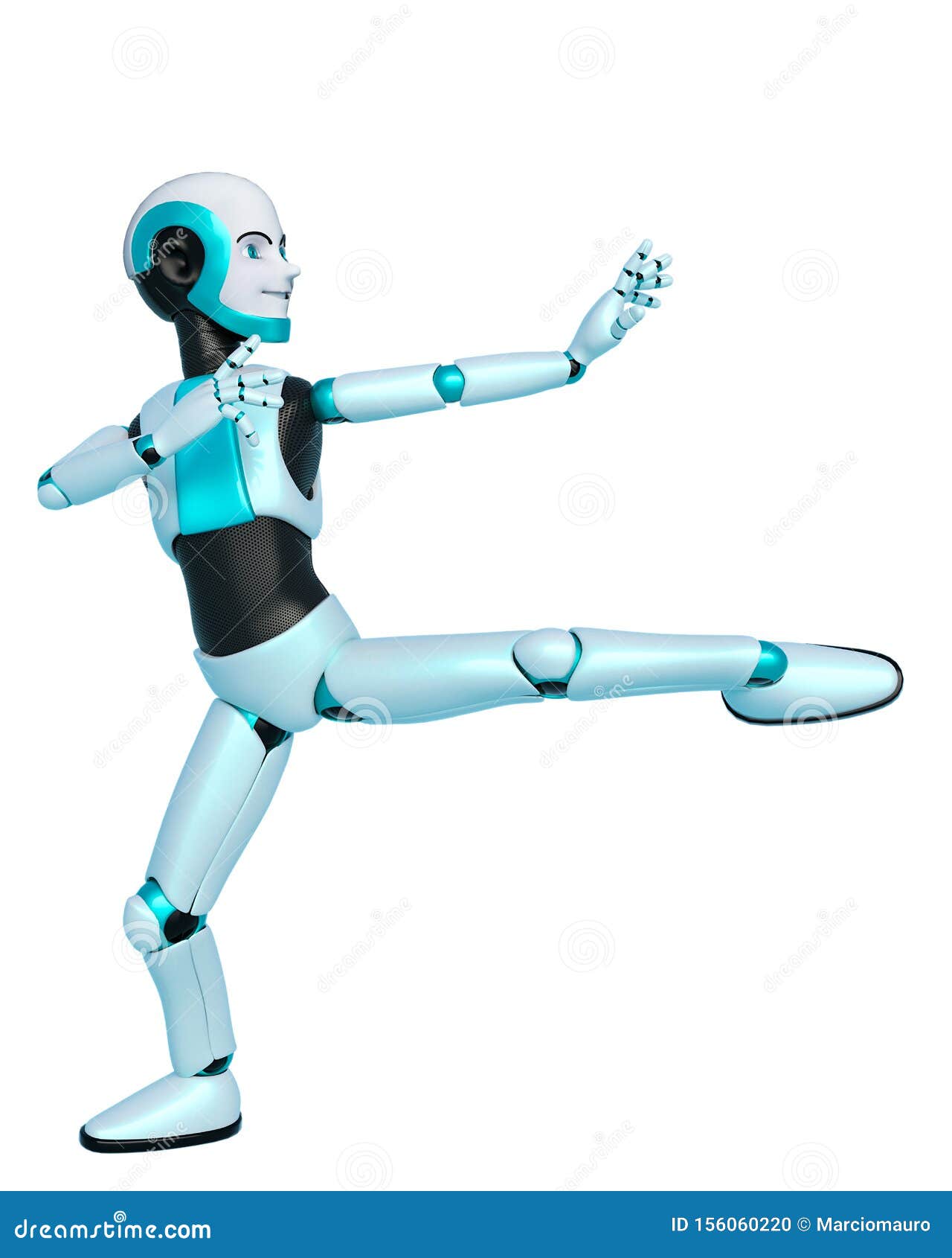 Robot boy cartoon kicking stock illustration. Illustration of innovation -  156060220
