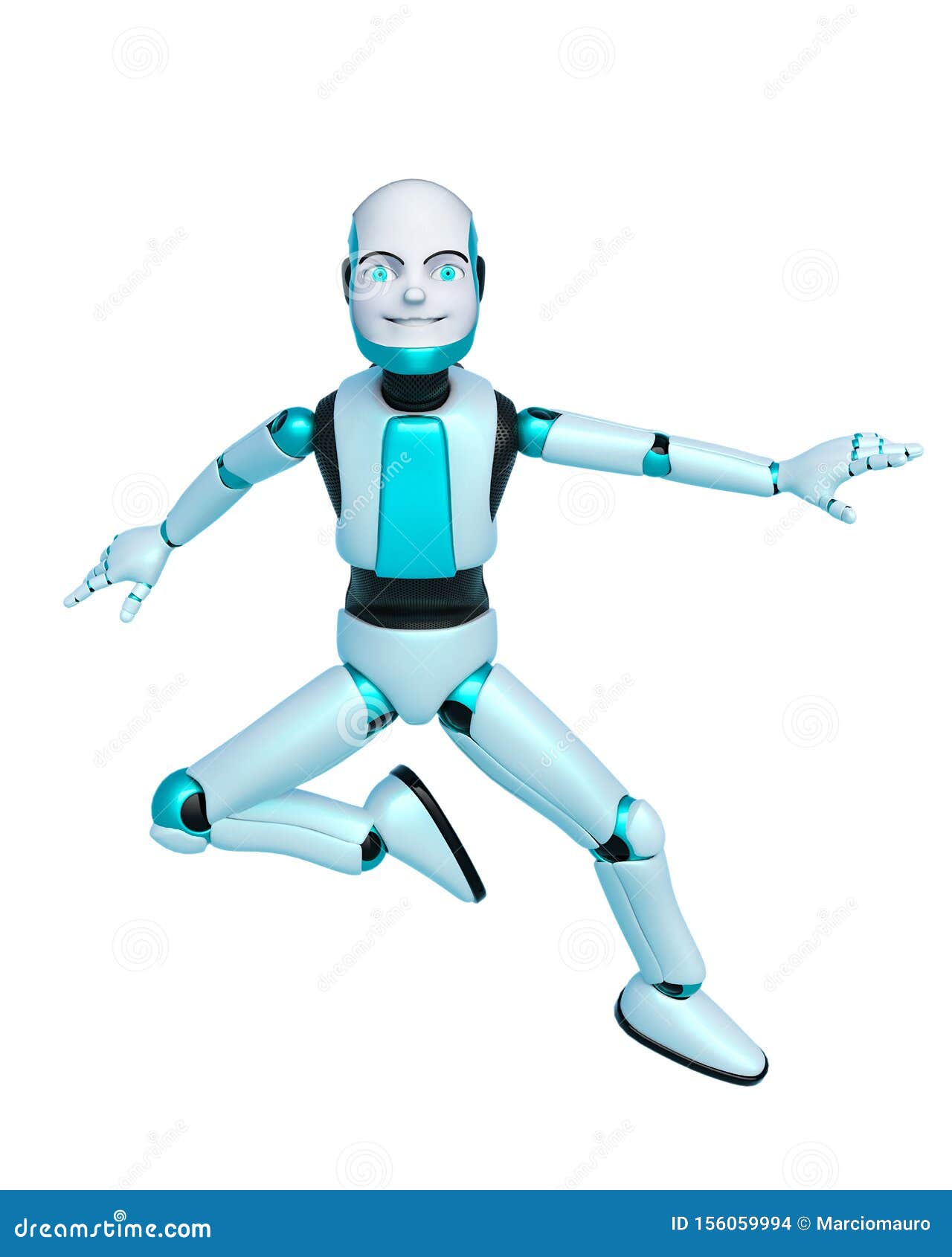 Robot boy cartoon leaping stock illustration. Illustration of imagination -  156059994