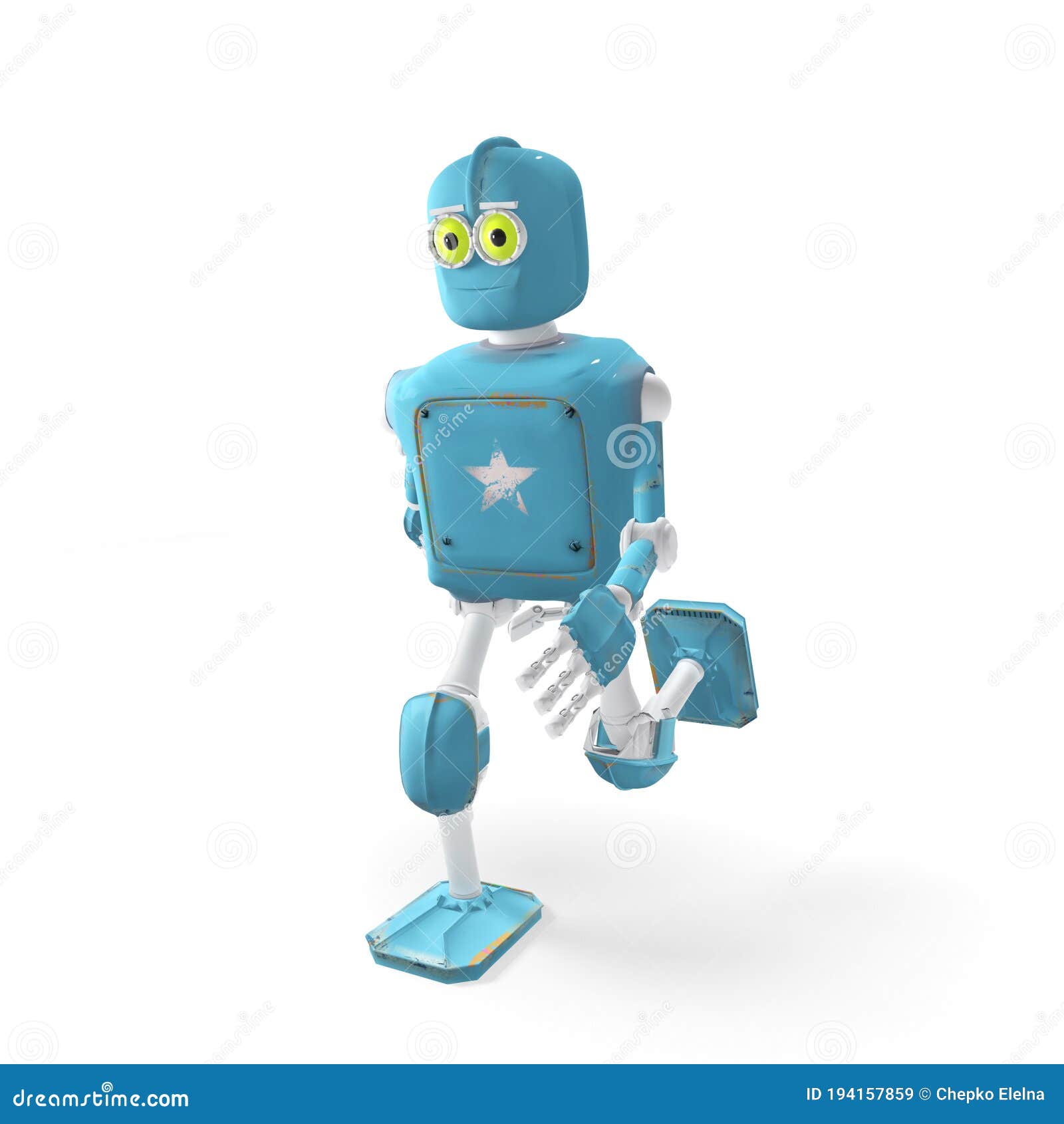 Robot Cartoon Funny 3D Video Render - Run . Isolate on White Stock  Illustration - Illustration of humanoid, intelligence: 194157859