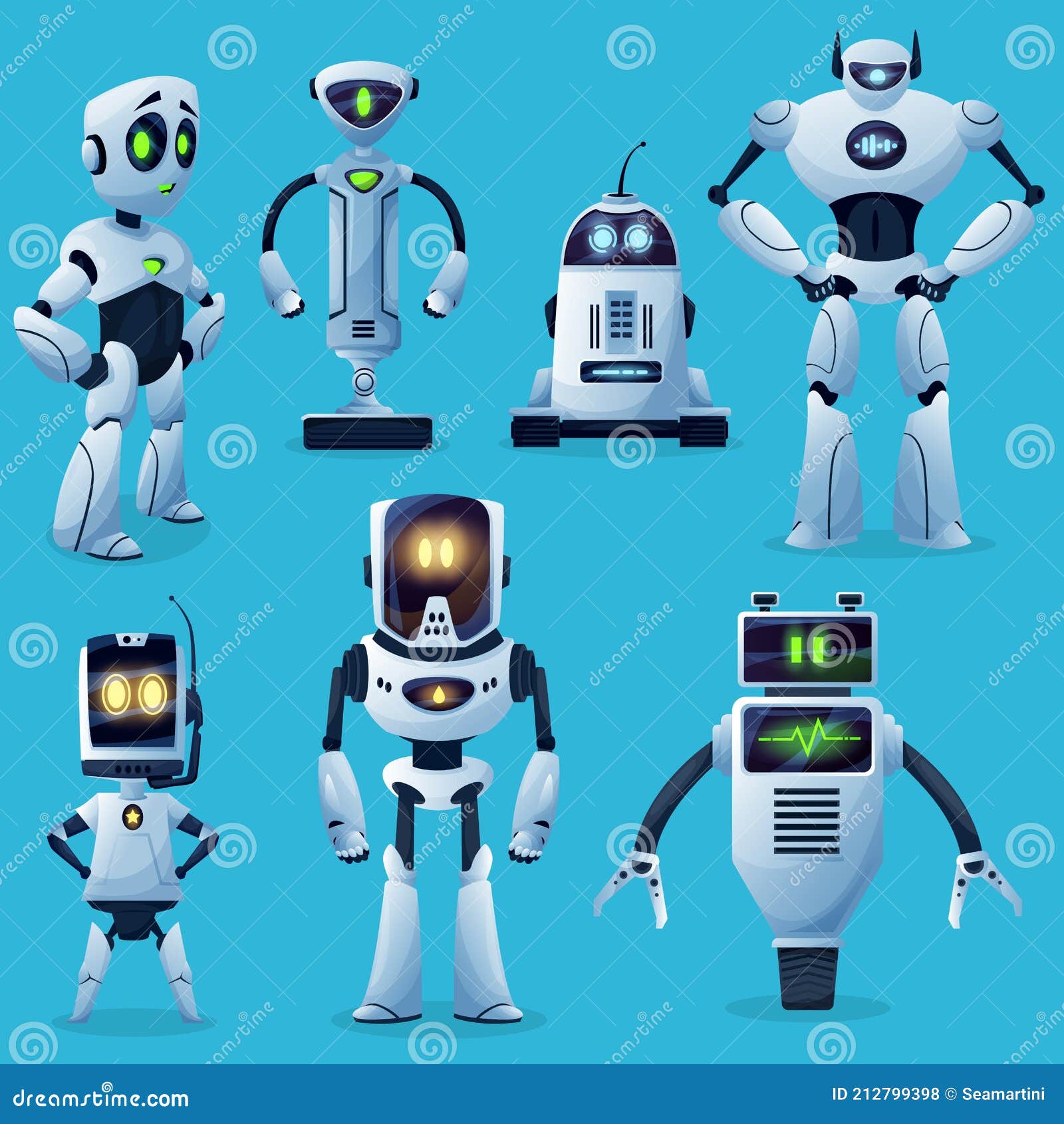 Robot Characters, Cartoon Toys and Future Cyborgs Stock Vector -  Illustration of digital, android: 212799398