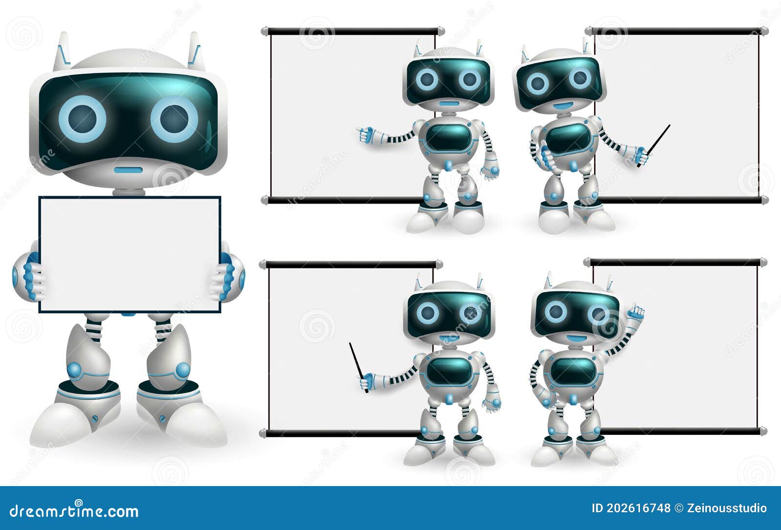 Robot Characters Presentation Vector Set. Robots Character With Robotic ...
