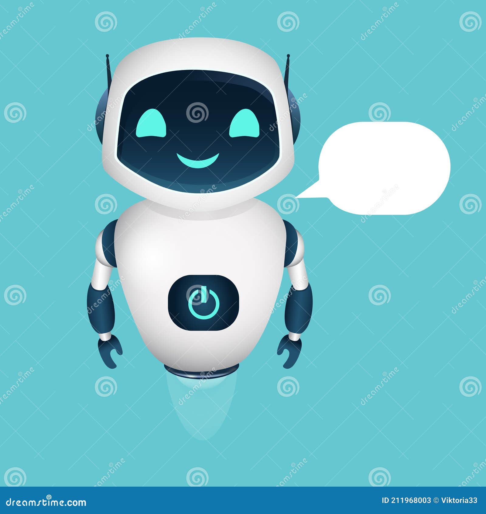 Cute smiling funny robot chat bot Royalty Free Vector Image