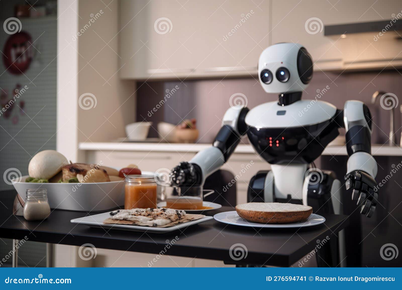 Robot Chef in the Kitchen, Preparing Breakfast with Advanced AI