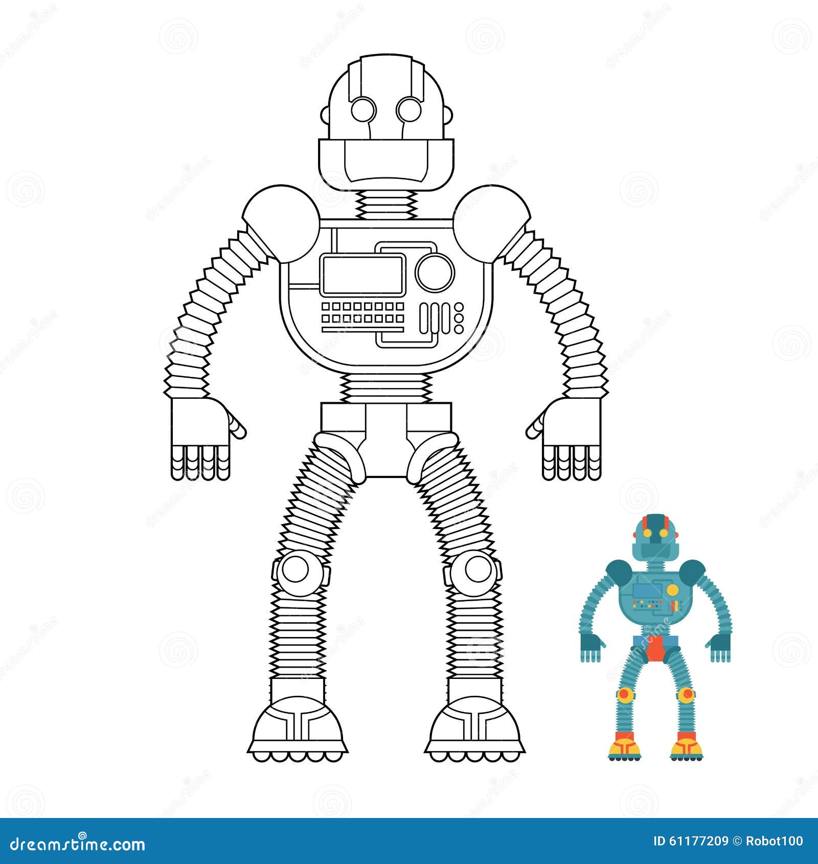 Download Robot Coloring Book. Cyborg - Technological Machine. Humanoid Ma Stock Vector - Illustration of ...