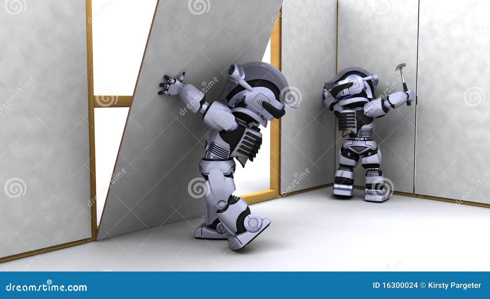 Robot Contractor Drywall Stock Illustration - Illustration of scifi, technology: