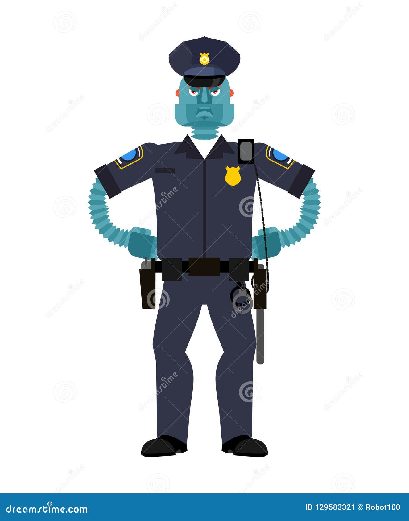 Robot Cop. Policeman Cyborg. Officer Police Robotic Man Future Stock Vector Illustration of humanoid, order: 129583321