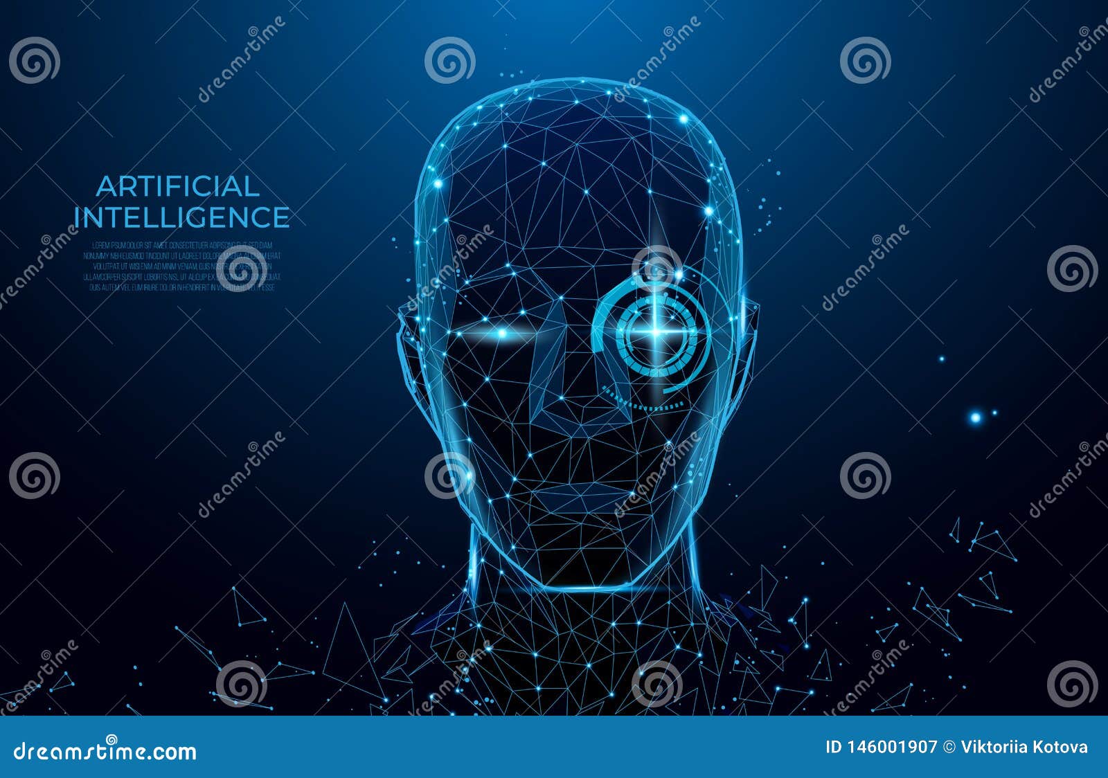 robot or cyborg man with ai. robot with artificial intelligence.  machine, learning. biometric scanning, 3d scanning. face id.