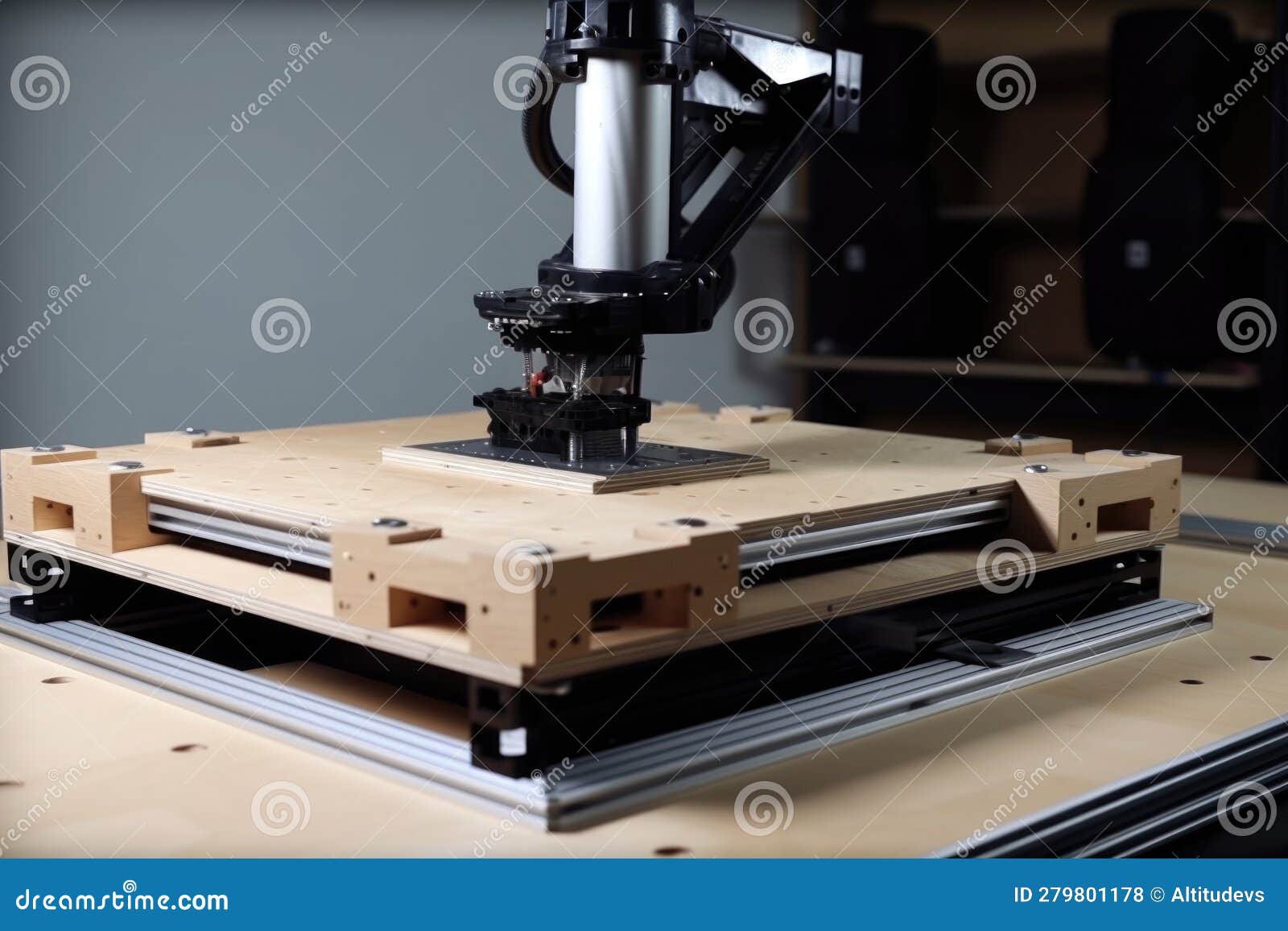Robot, 3d Printing Components Onto a Moving Platform Stock Illustration