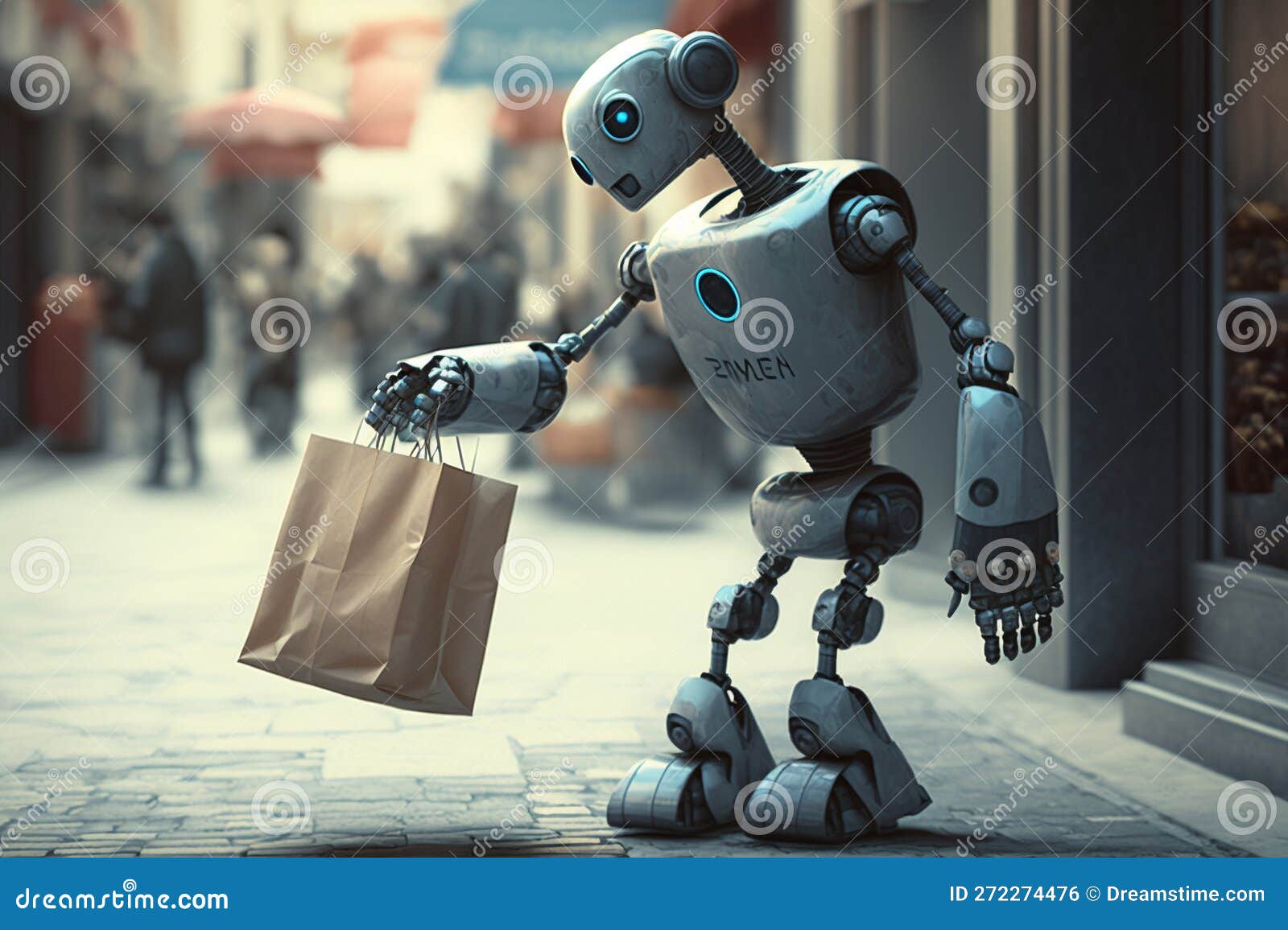 Robot De Inteligencia Artificial Robot Inteligente Ayudando a Los Humanos  Con Bolsas De Compras. Generado Por Ai Stock de ilustración - Ilustración  de ayuda, digital: 272274476