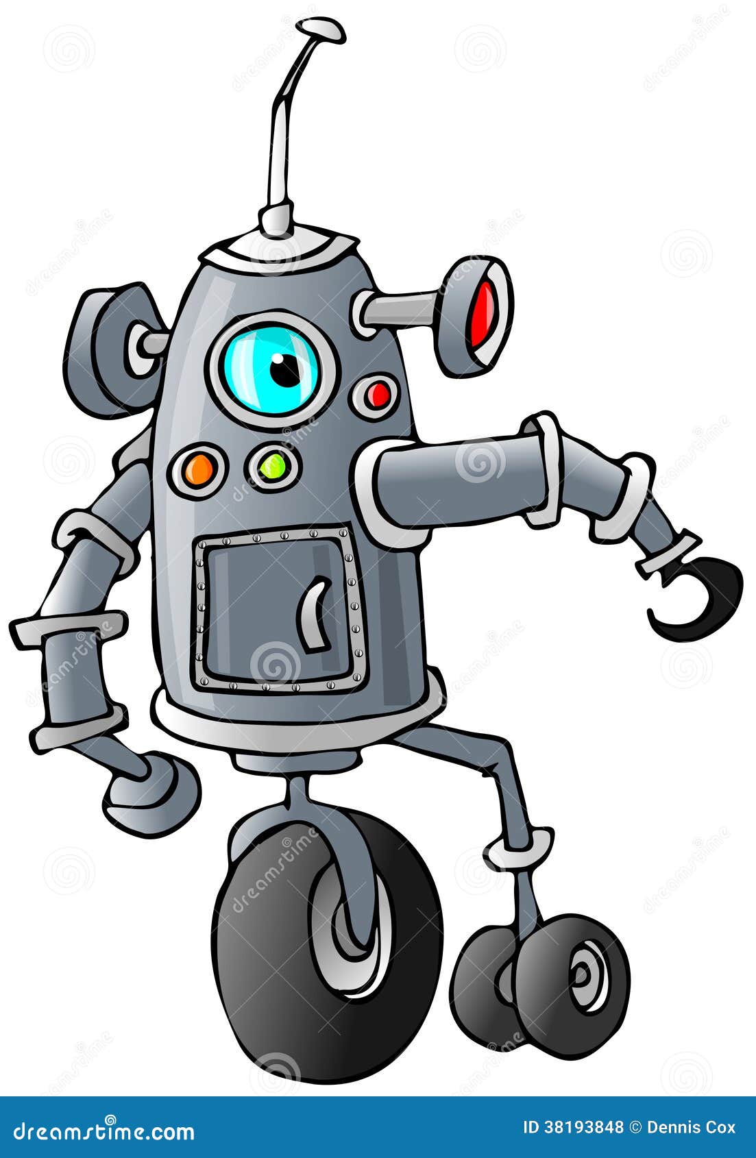Questa illustrazione descrive un robot del Bi-baccello con le varie estensioni e un'antenna piegata.