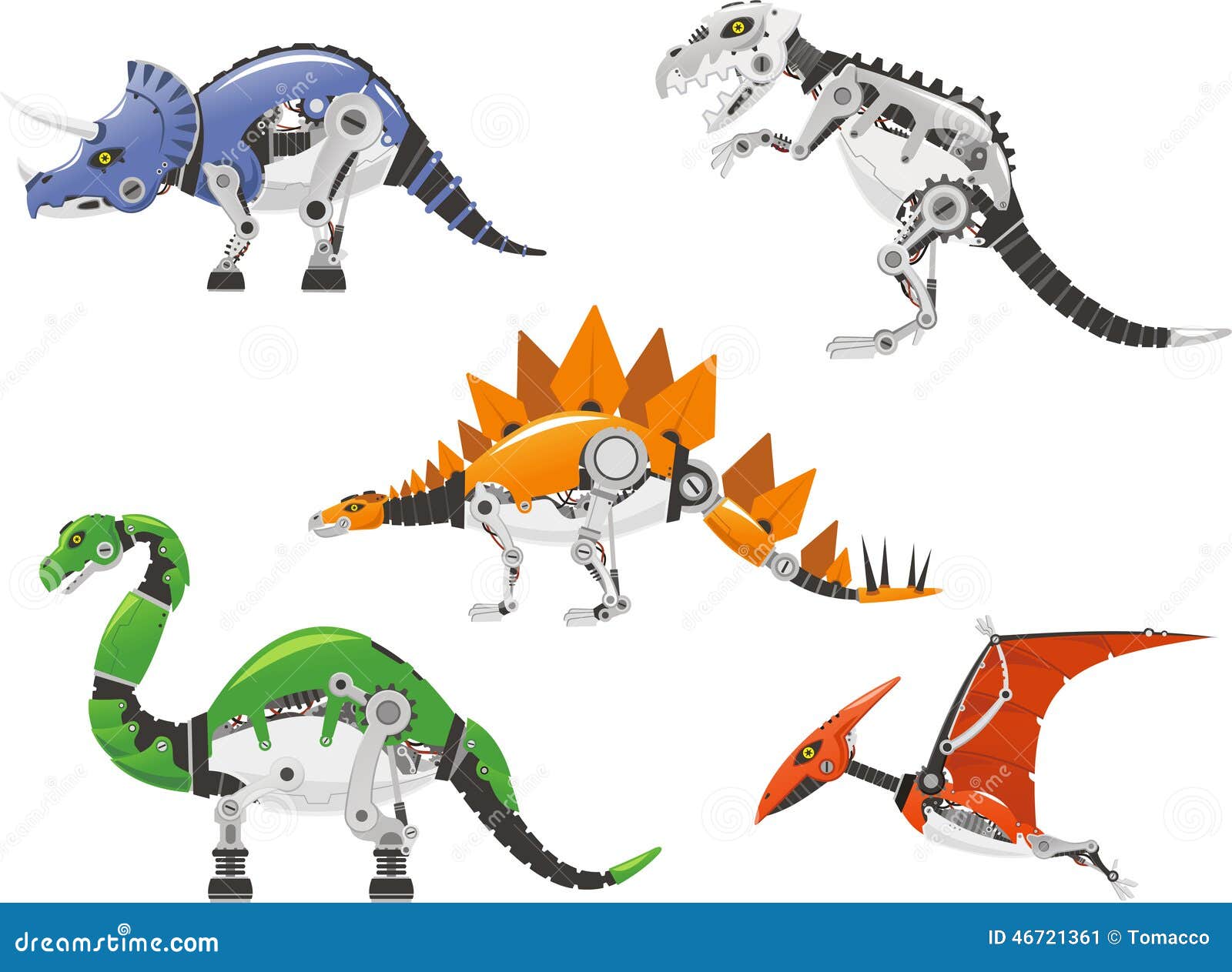 ILLUSTRATION ROBOT DINOSAUR REX ET ÉCLAIRAGE : image vectorielle de stock  (libre de droits) 2066178338