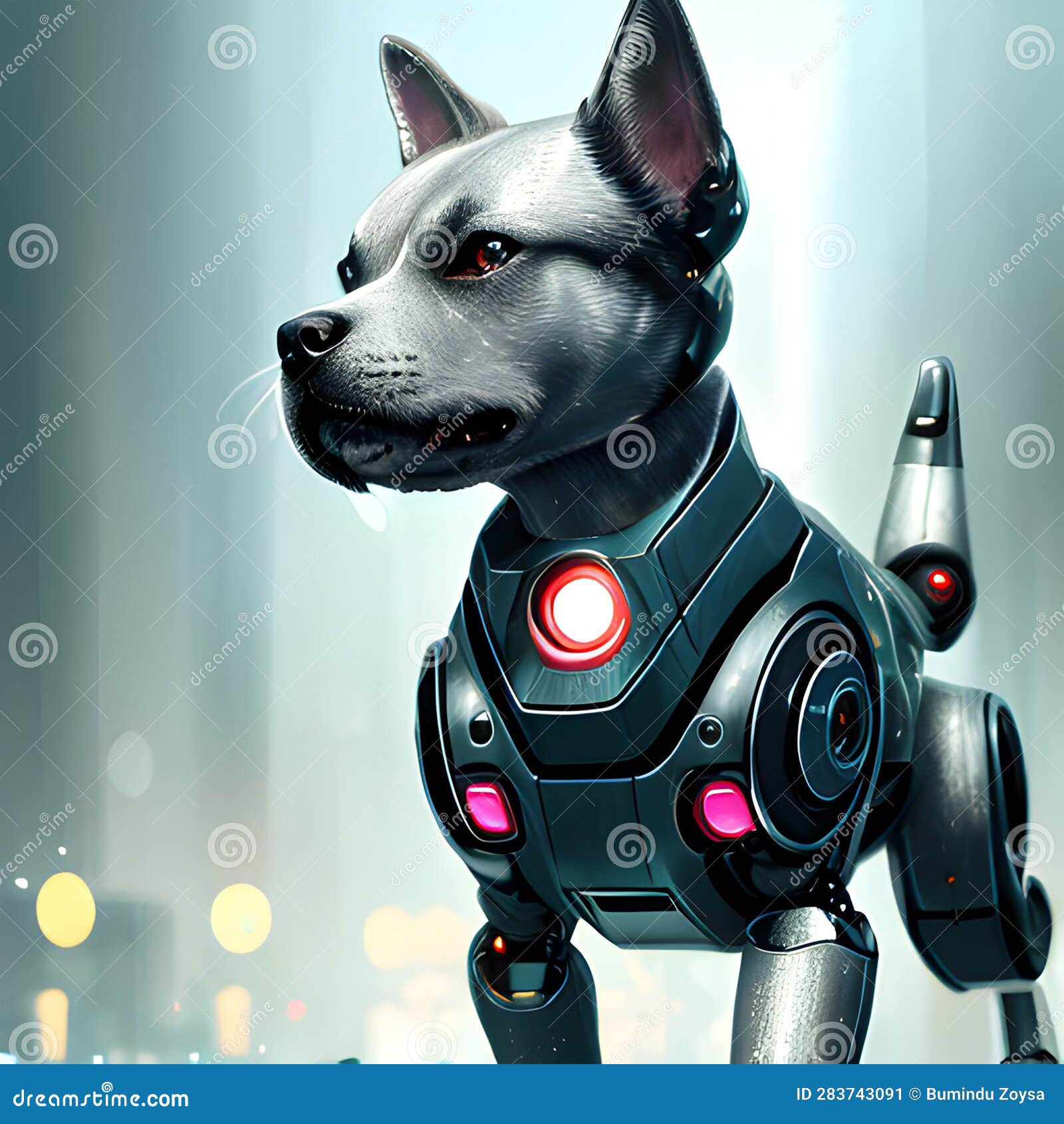 Robot Dog in the Future. Generative AI Stock Illustration ...