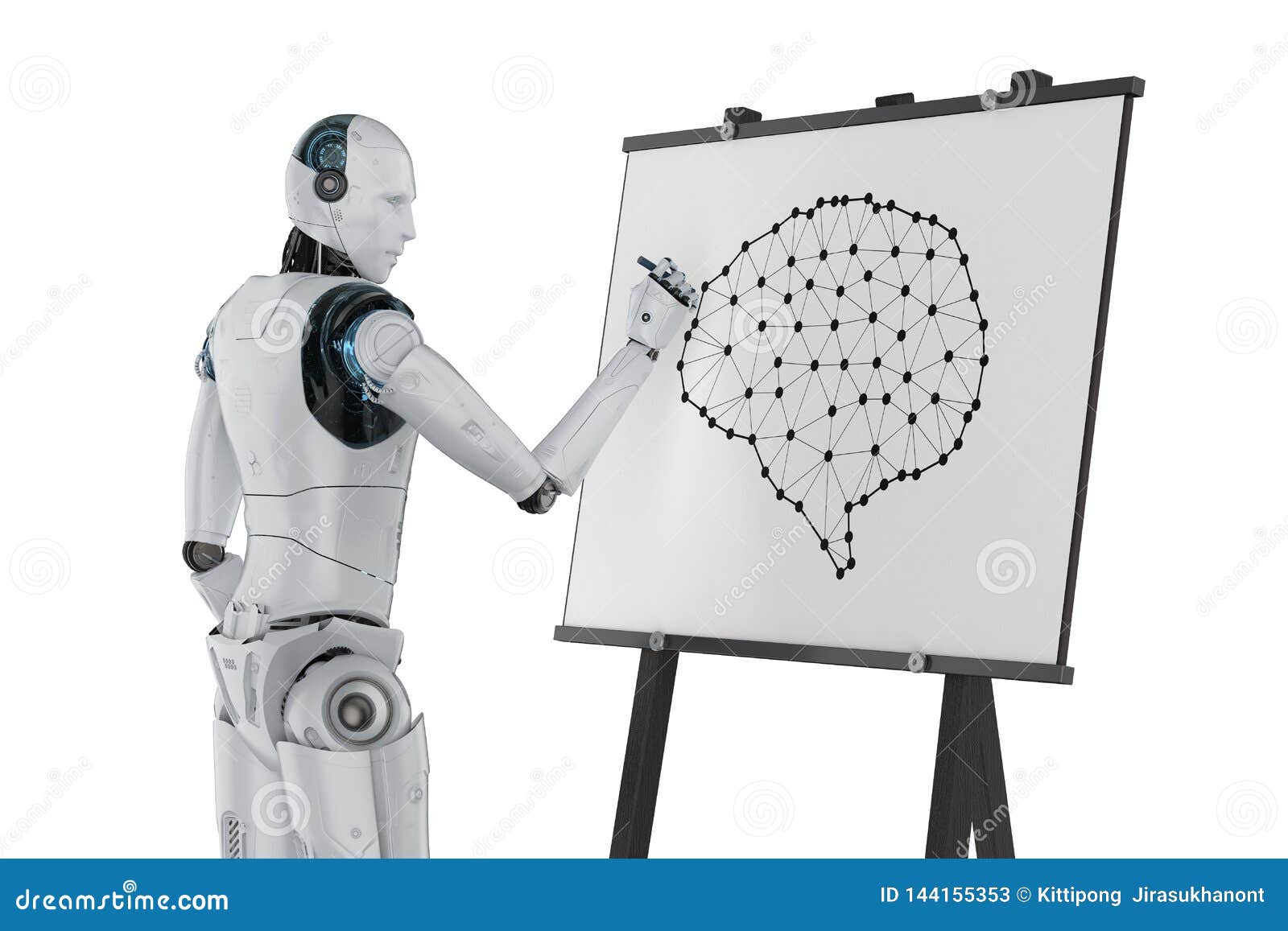 Robot draw ai brain stock illustration. Illustration of automatic