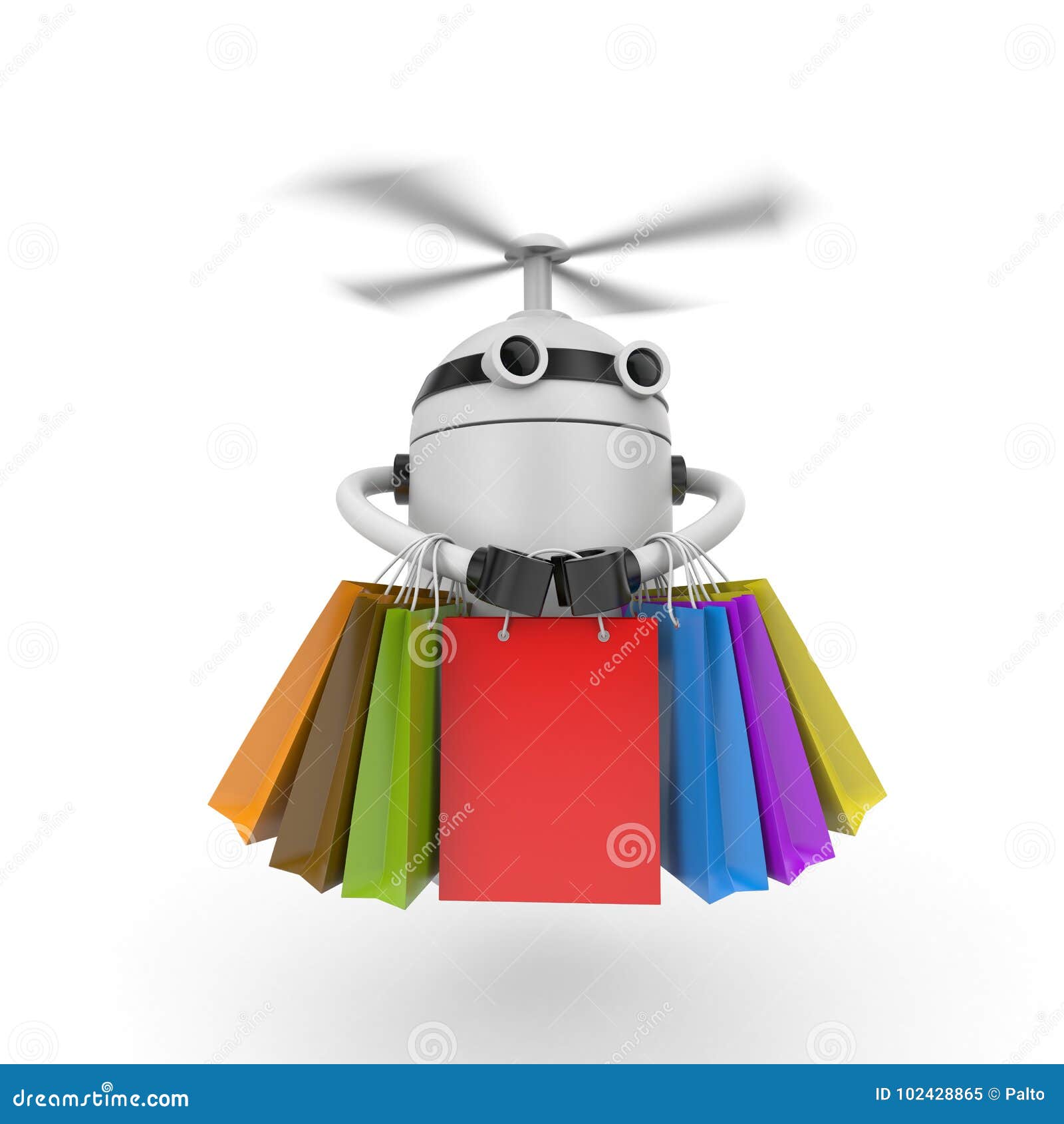 Smooth friendly demand Robot Drone with Shopping Bags Stock Illustration - Illustration of  distribution, figure: 102428865