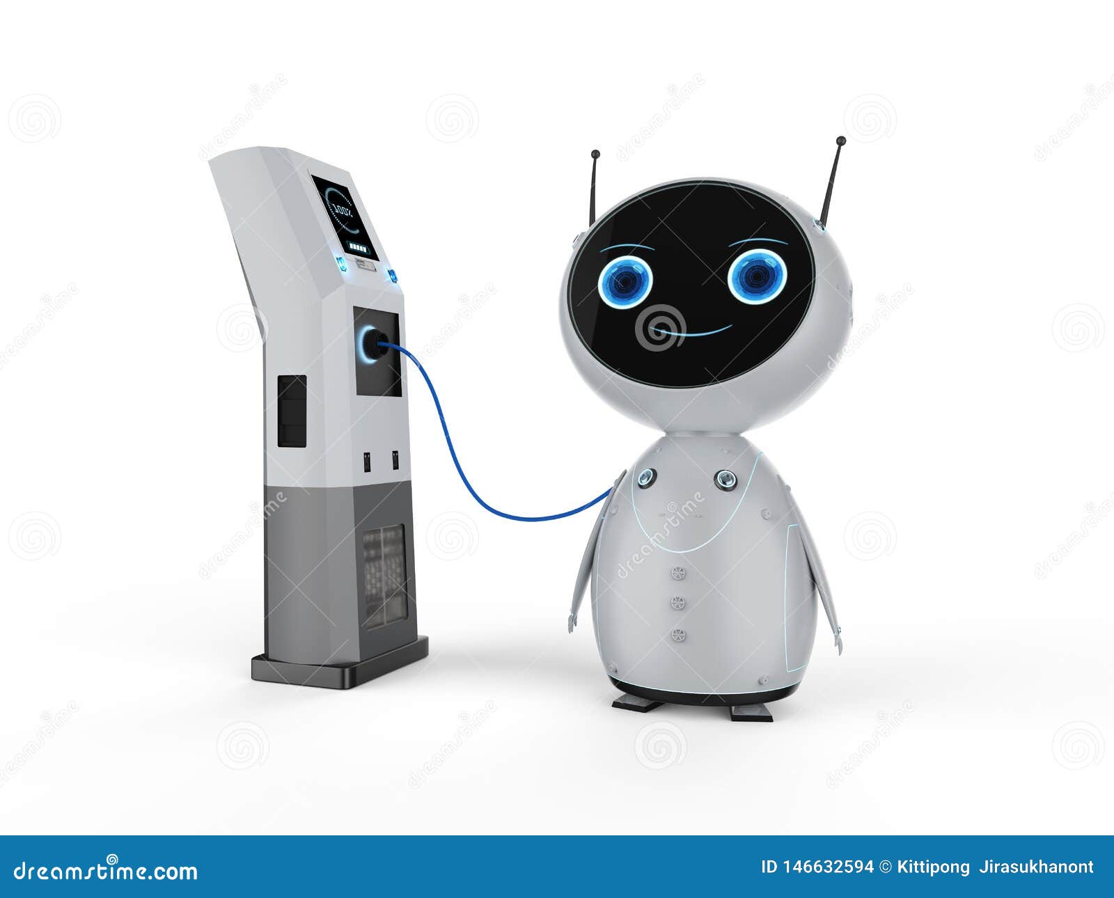 Robot with Electric Charging Station Stock Illustration - Illustration