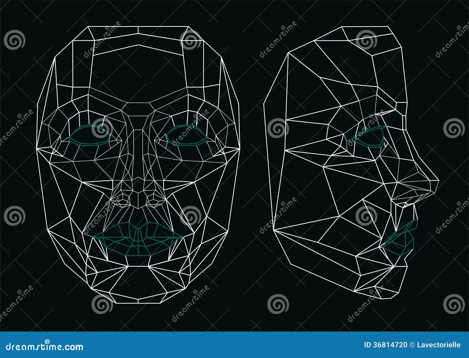 half robot face drawing