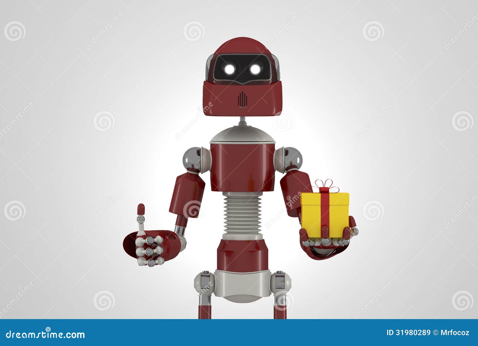 Robot with gift box stock illustration. Illustration of object - 31980289
