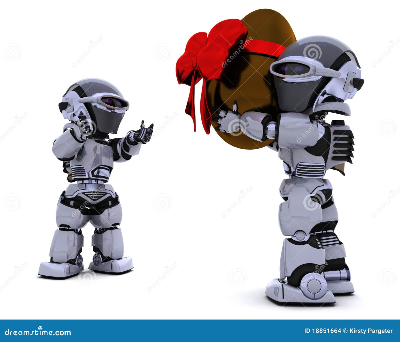 Robot giving an easter egg stock illustration. Illustration of