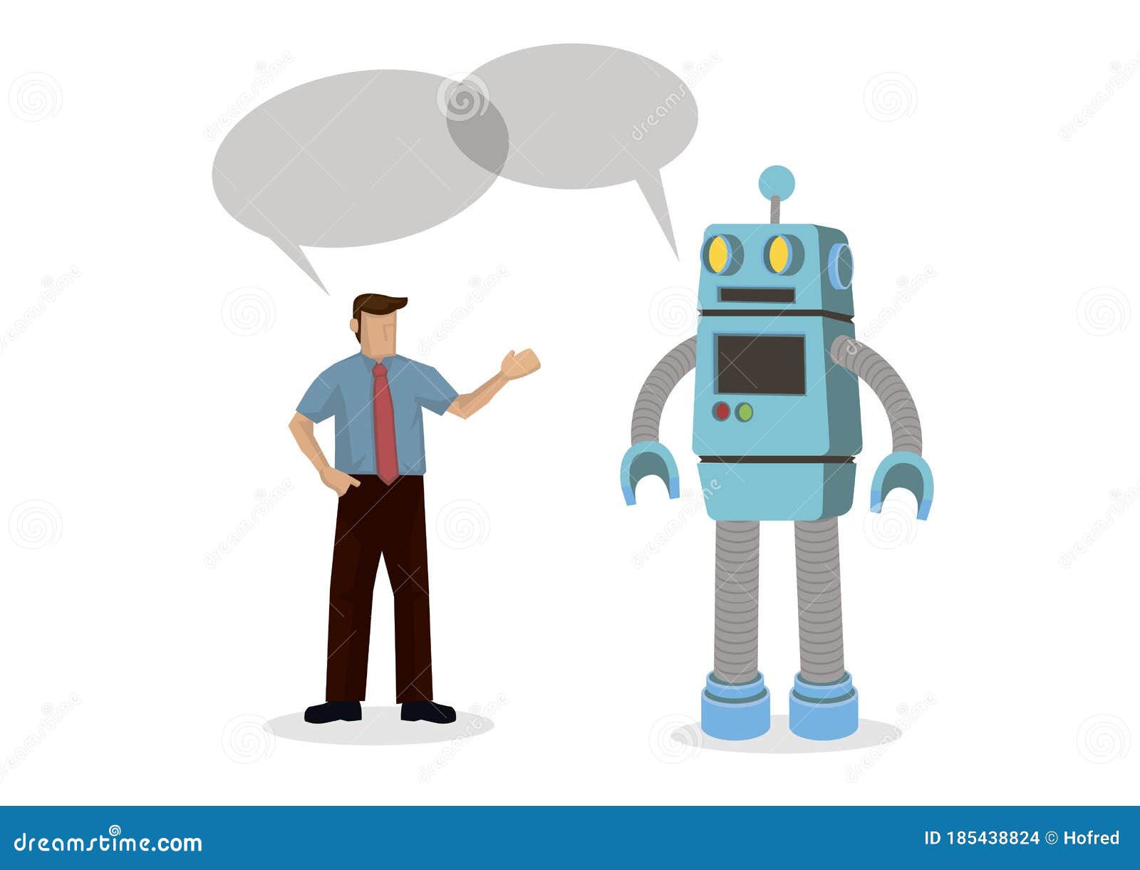 Robot Hablando Con Un Trabajador De Oficina. Representa El Futuro Mercado  Laboral De Automatización E Inteligencia Artificial Ilustración del Vector  - Ilustración de inteligencia, mercado: 185438824