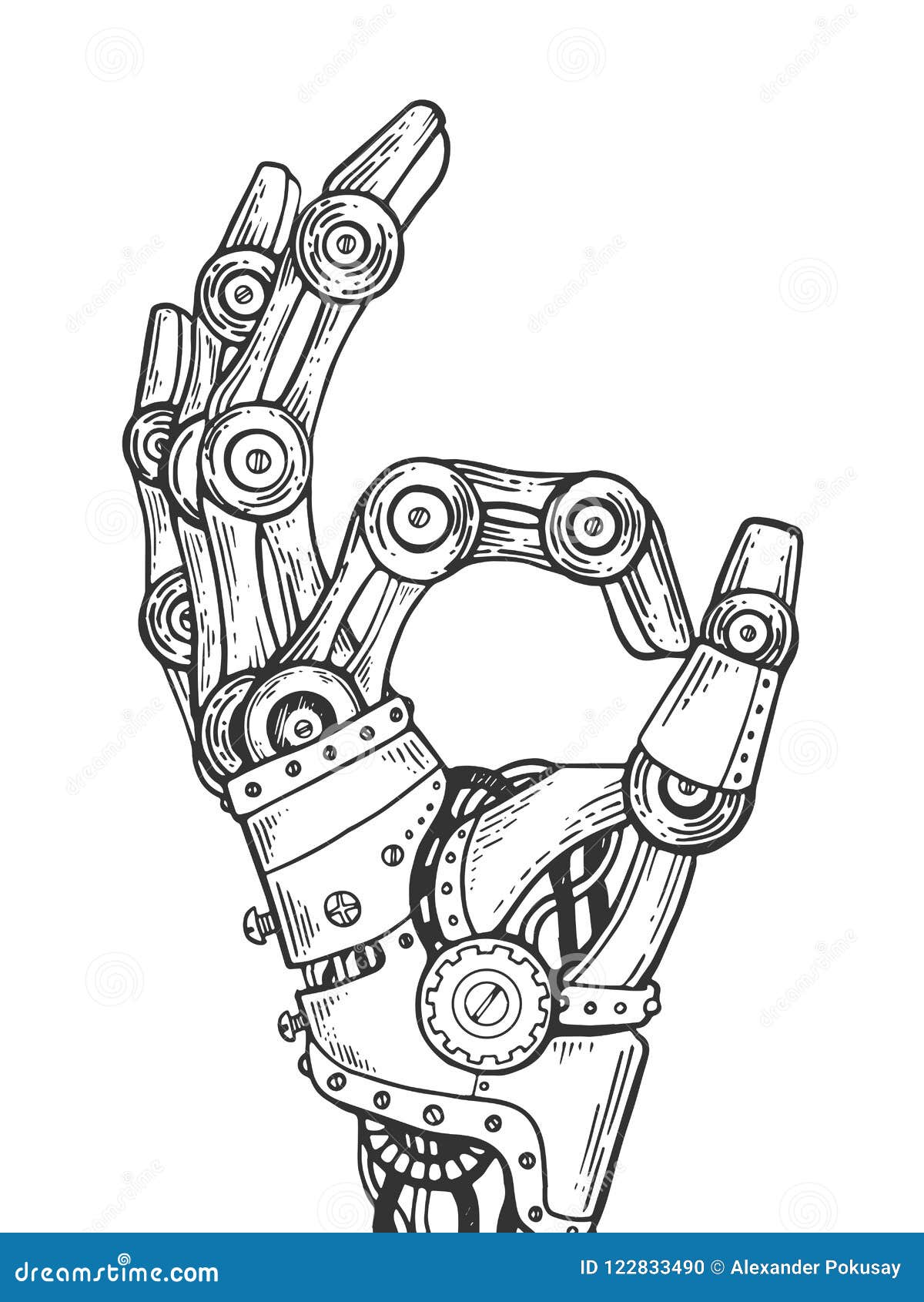 Tilføj til amatør Governable Robot Hand Engraving Vector Illustration Stock Vector - Illustration of  engraved, color: 122833490