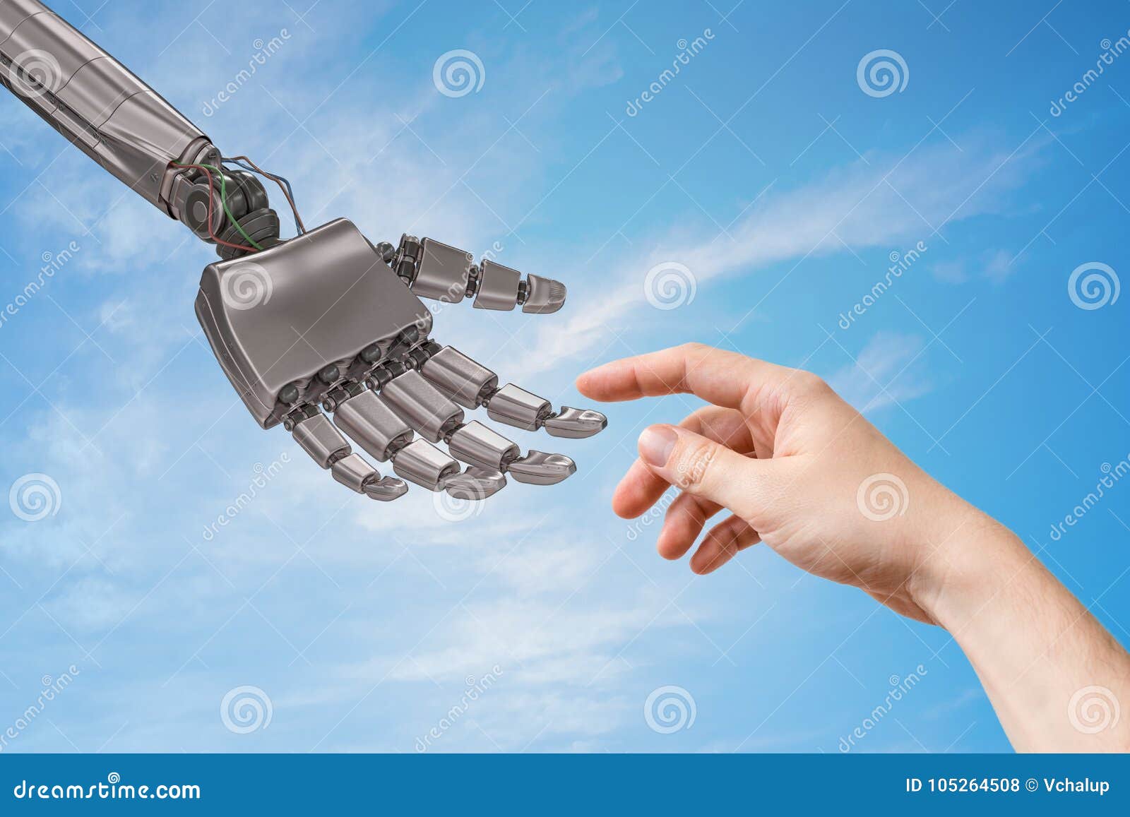 Robot Hand Touching Virtual Screen Control Robotics Auto Arms Stock