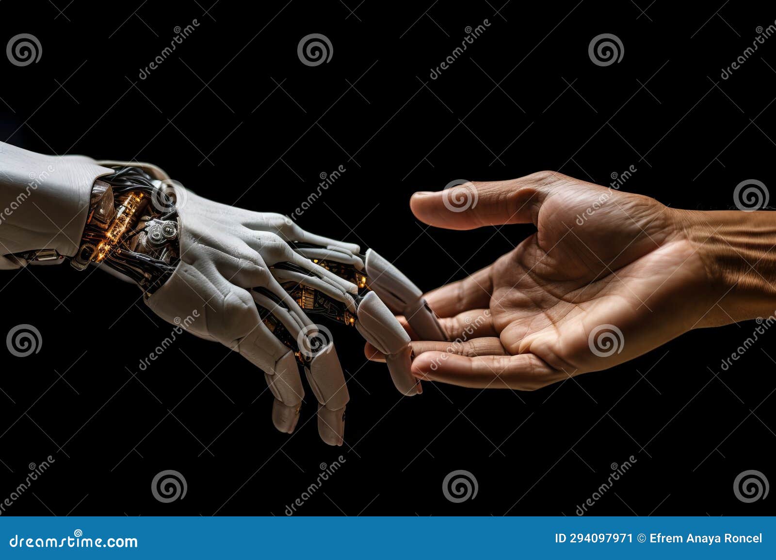 Robot Hand Touching a Human Hand with Fingers Stock Image Image of partnership, humanrobot