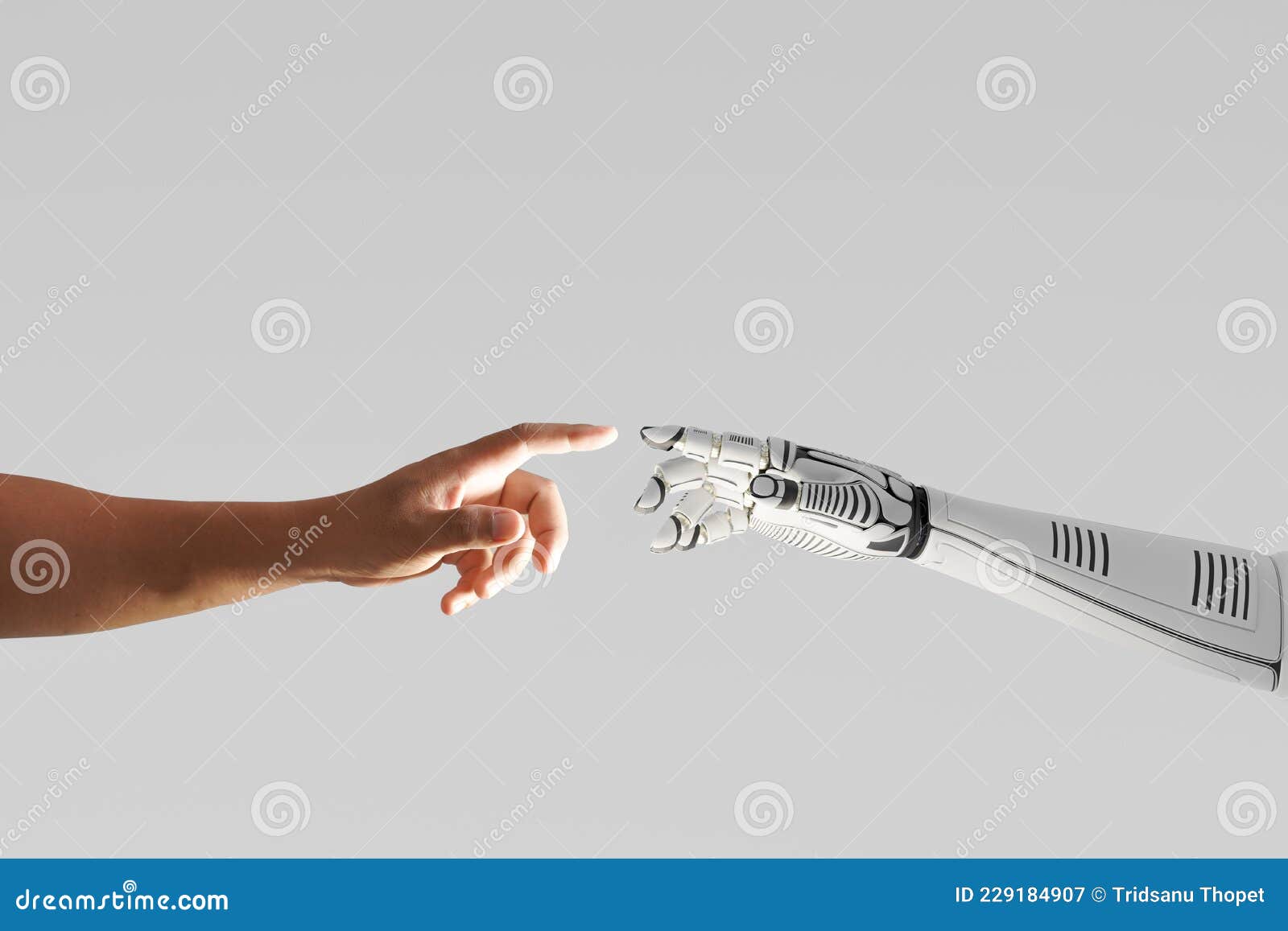 Robot Hand Touching with Human Hand Stock Illustration Illustration of point, concept 229184907