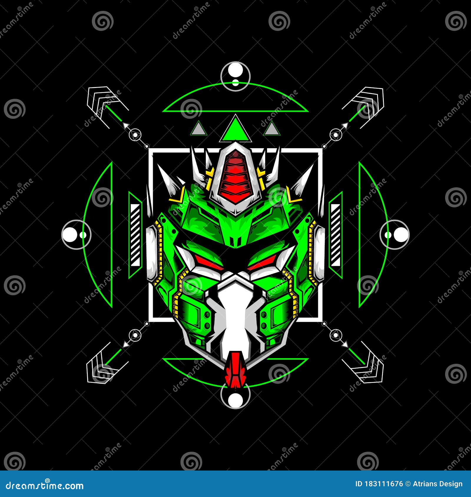 Robot Head With Sacred Background Can Use For Gaming Logo E Sport T Shirt Editable Stock Vector Illustration Of Character Humanoid